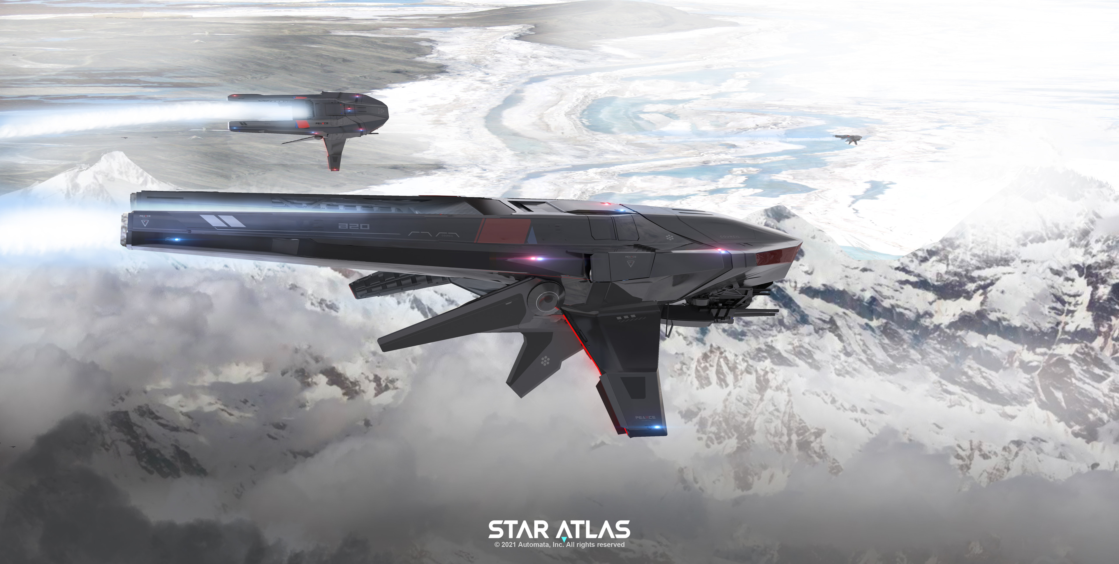 General 3840x1936 Star Atlas science fiction PC gaming vehicle spaceship 2021 (year)