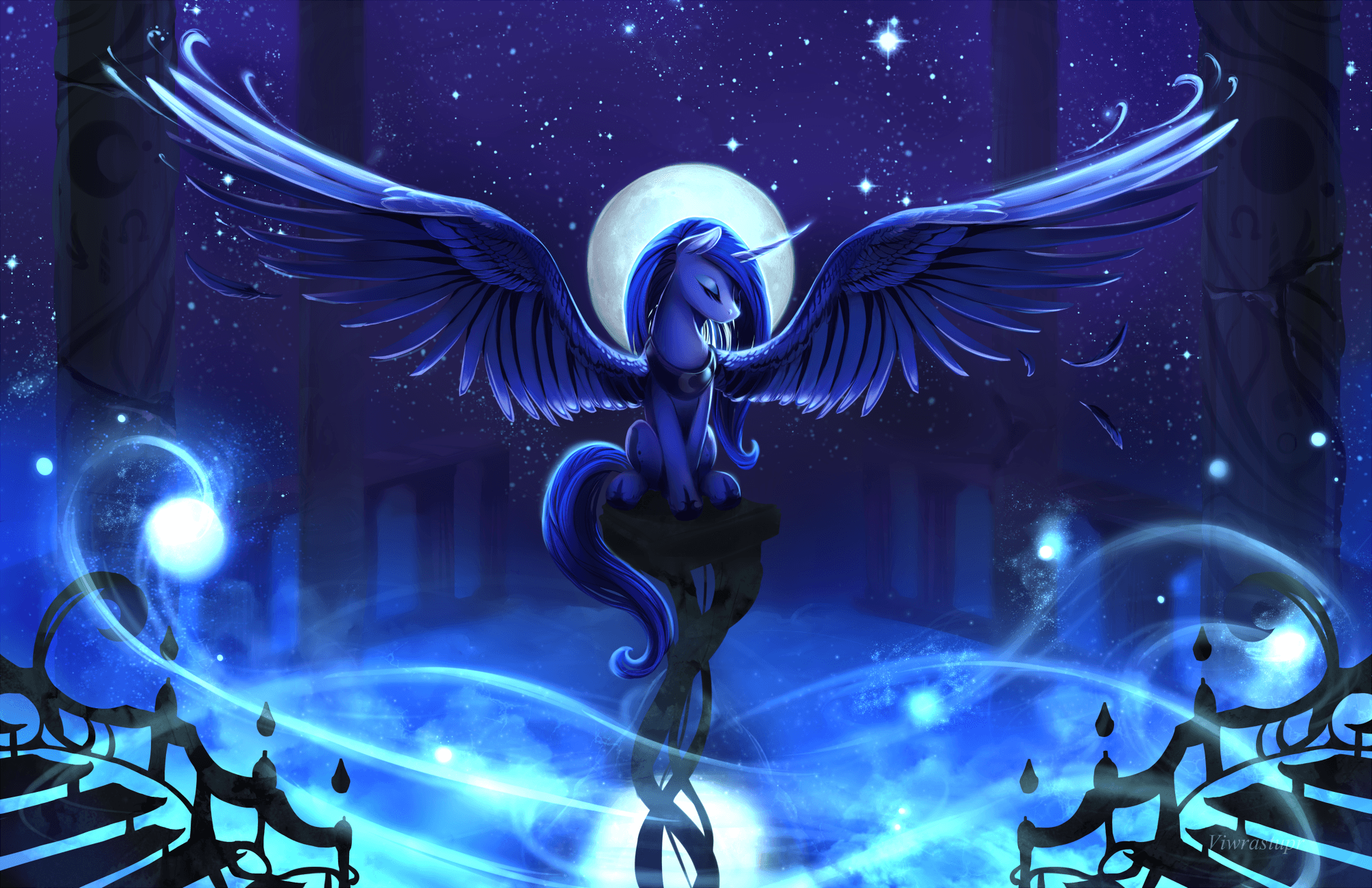 General 2000x1294 My Little Pony Princess Luna fantasy art wings digital art