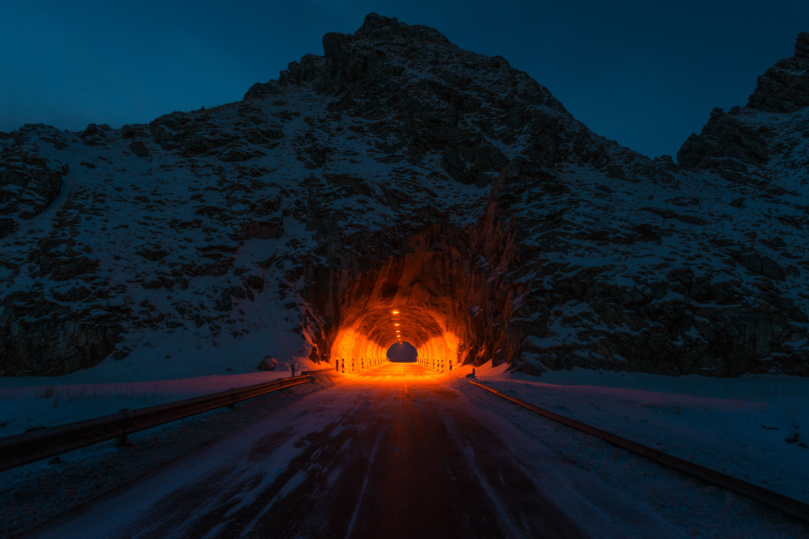 General 2800x1867 landscape night Tunnel Mountain mountains road cave dark tunnel snow