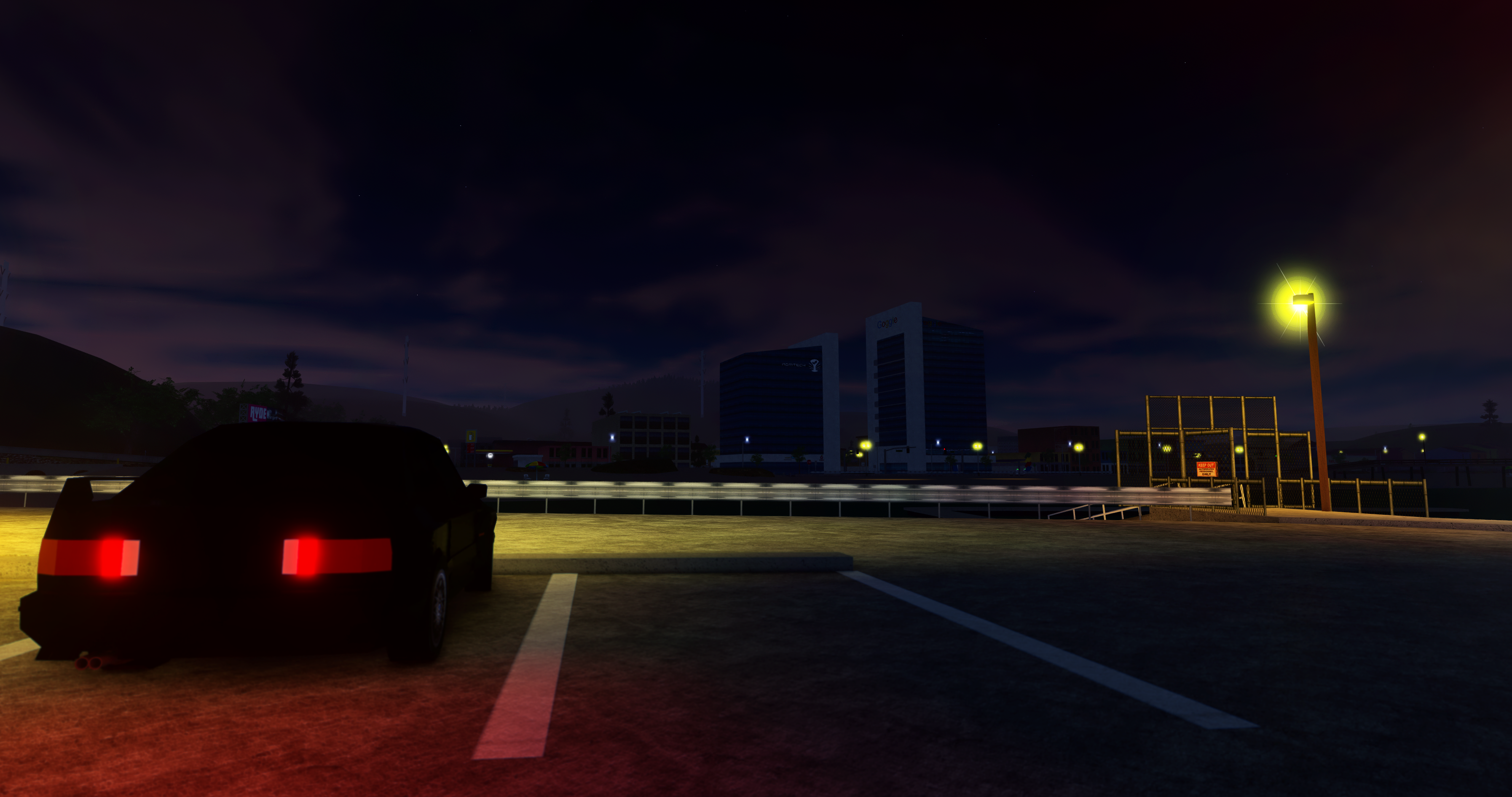 General 3588x1892 BMW E30 parking lot building Google overcast Pacifico (Roblox Game) BMW German cars video games