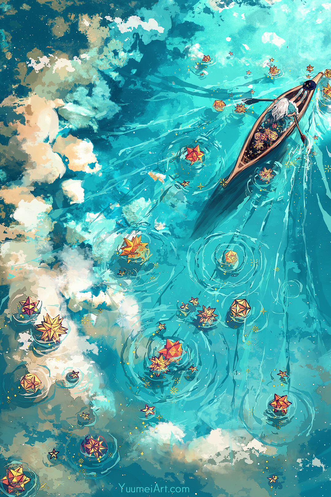 General 1080x1620 artwork digital art boat river nature Yuumei water