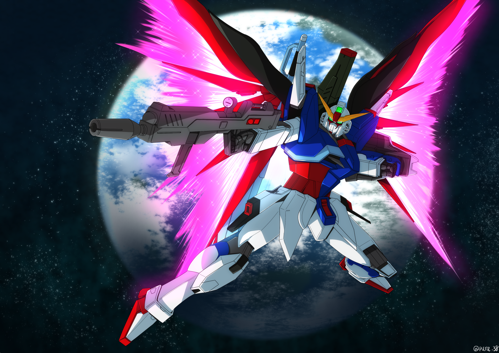 Anime 1684x1191 Super Robot Taisen Destiny Gundam Gundam Mobile Suit Gundam SEED Destiny anime mechs artwork digital art fan art