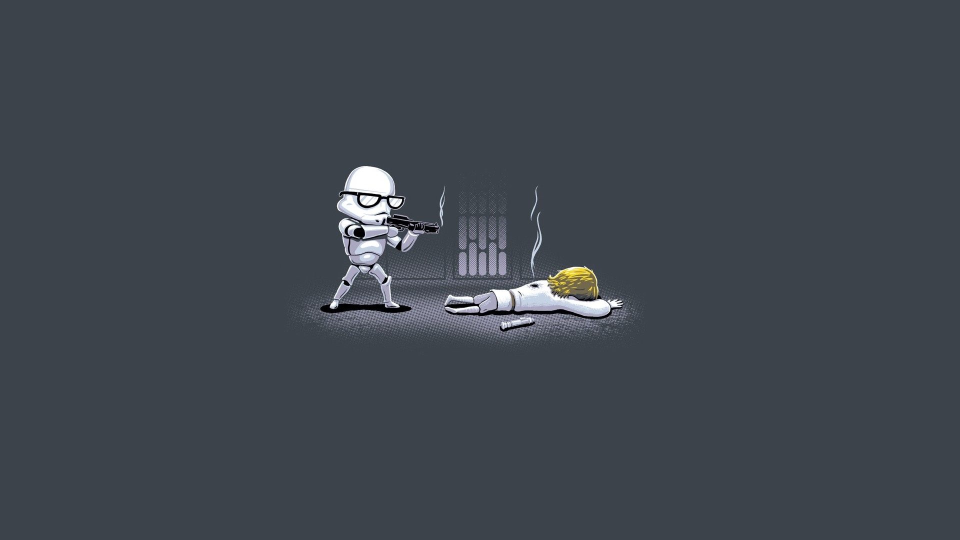 General 1920x1080 Star Wars minimalism simple background gray background dark humor movie characters