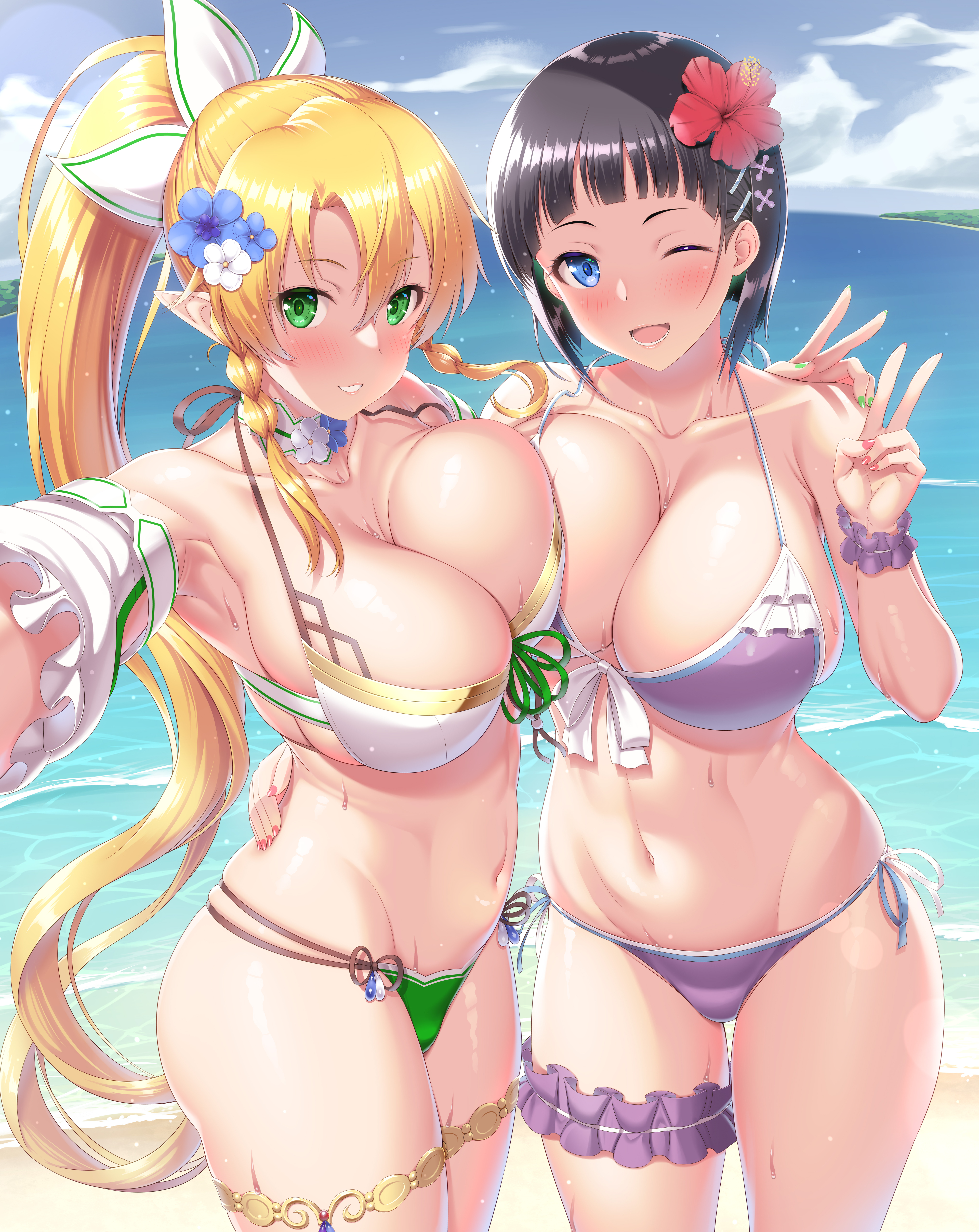 Anime 5800x7300 anime anime girls Sword Art Online bikini boobs on boobs big boobs blonde pointy ears huge breasts