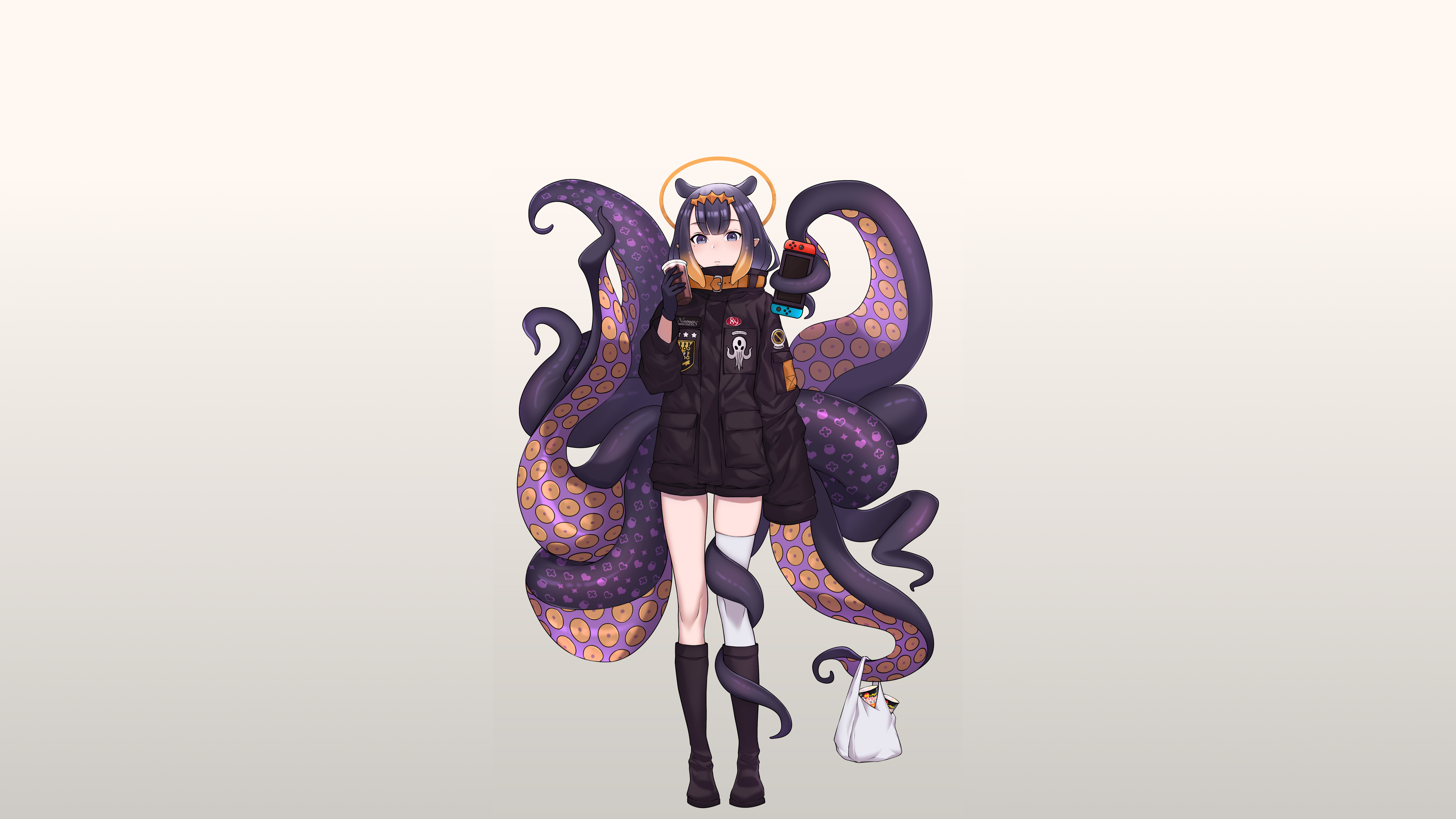 Anime 3840x2160 anime anime girls Hololive Ninomae Ina'nis Virtual Youtuber simple background tentacles