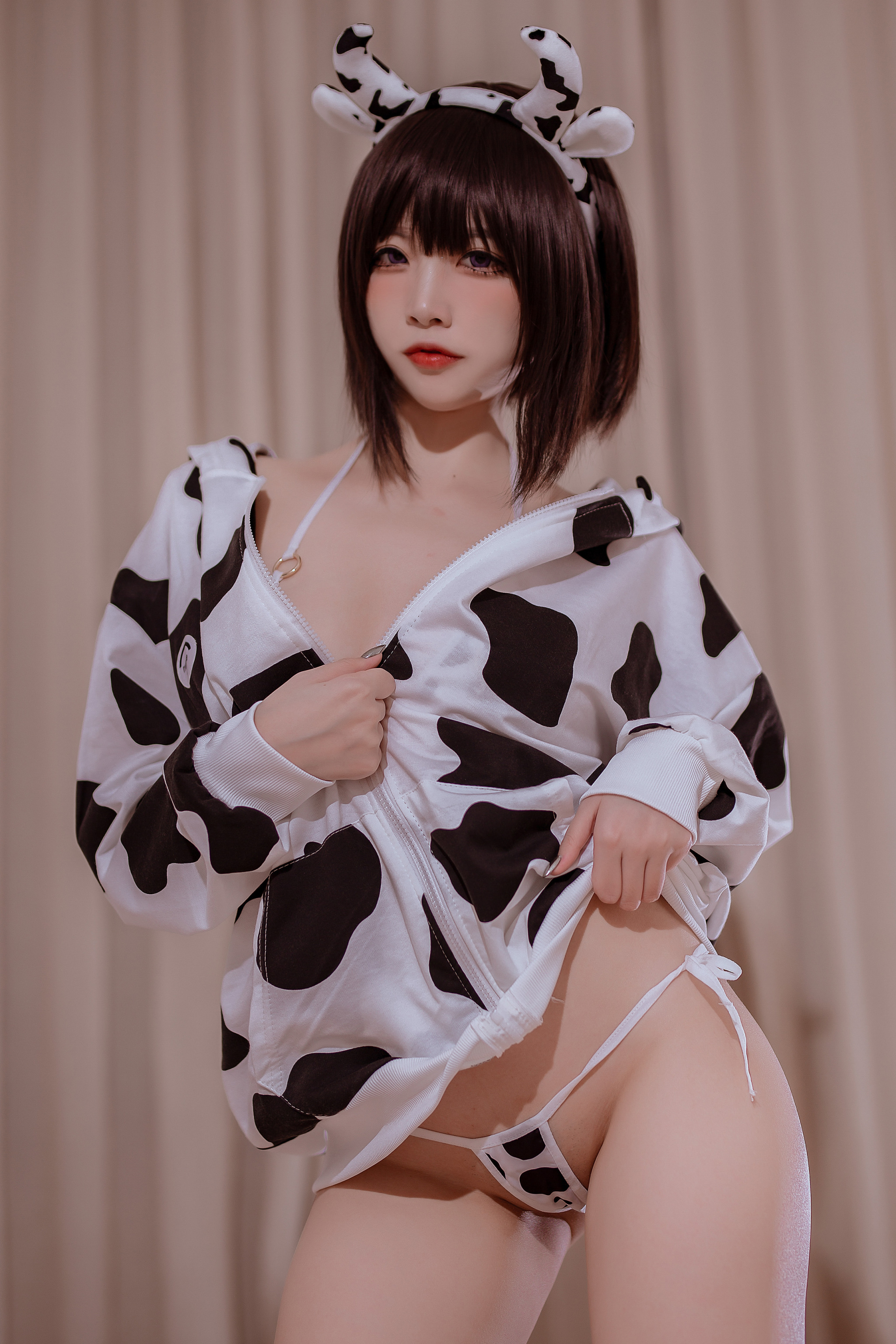 People 2048x3072 Asian women lingerie cow girl jacket Erzuo Nisa