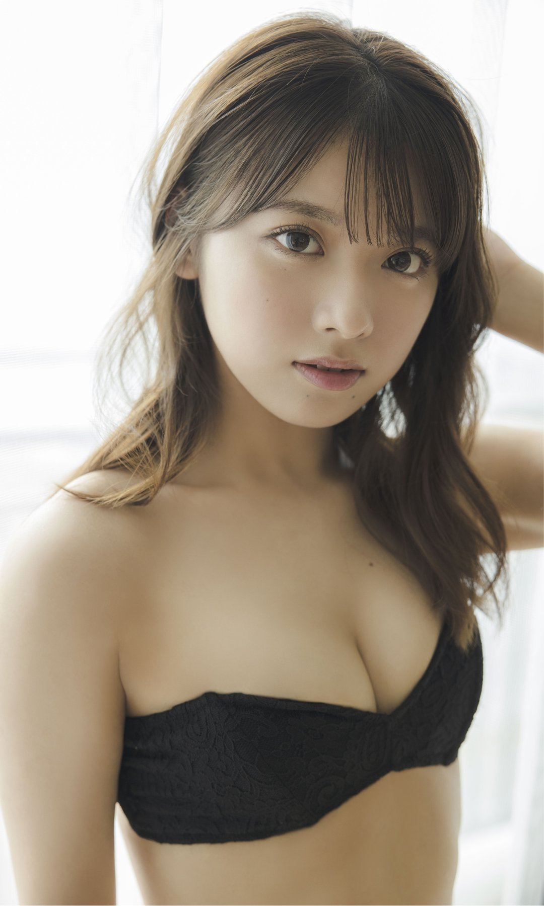 People 1080x1800 marupi women cleavage model Japanese women Asian black bras strapless bras looking at viewer brunette