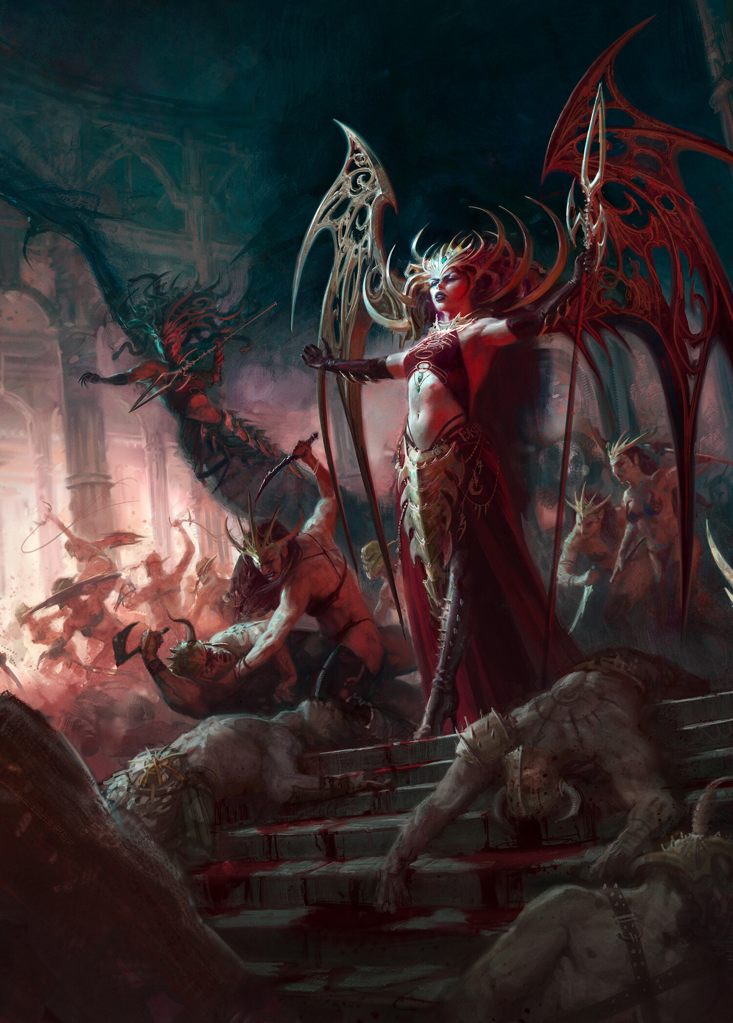 General 1500x2093 Thomas Elliott artwork fantasy art fantasy girl corpse blood staff