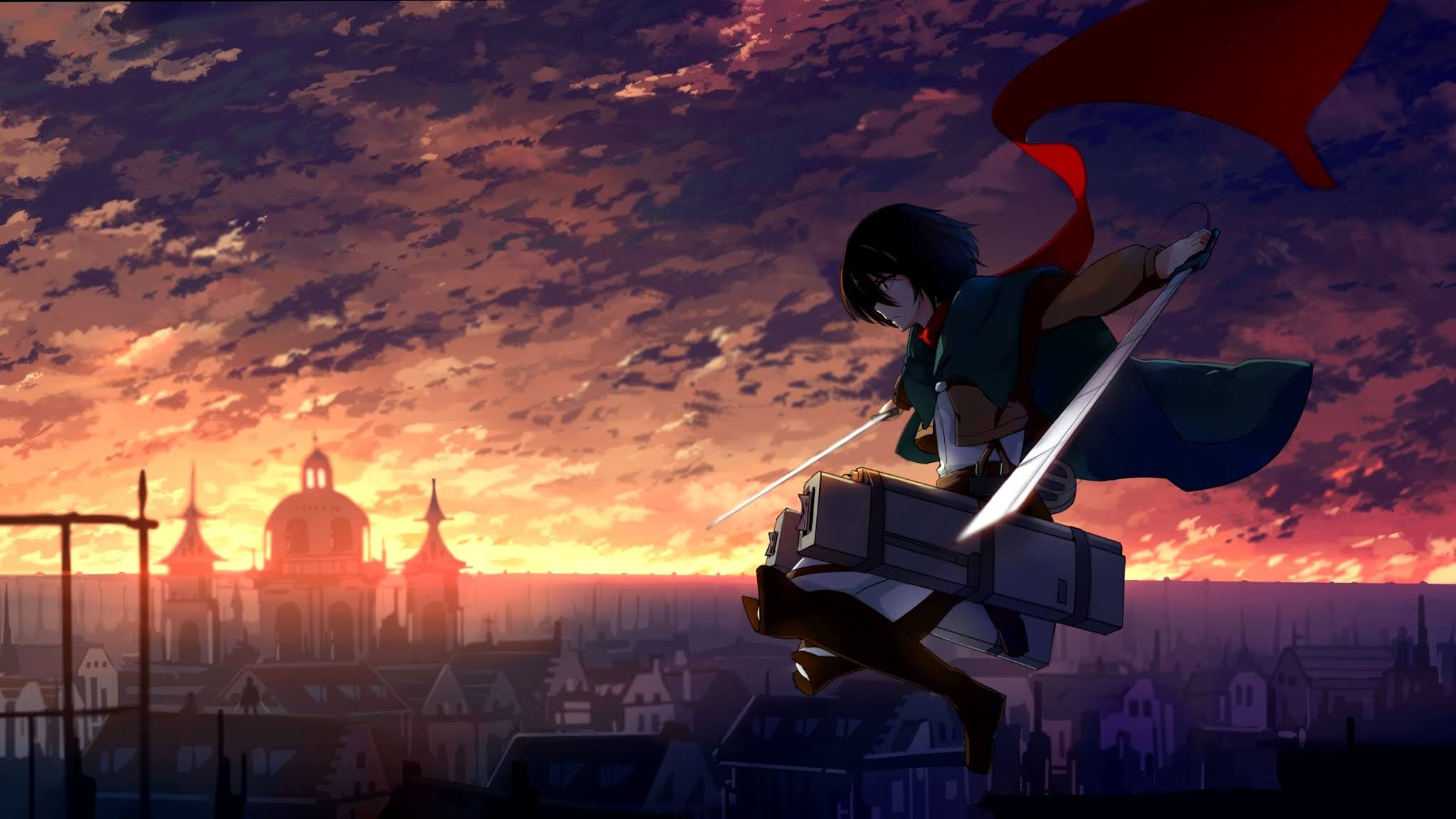 Anime 2048x1152 Mikasa Ackerman Shingeki no Kyojin anime girls sword