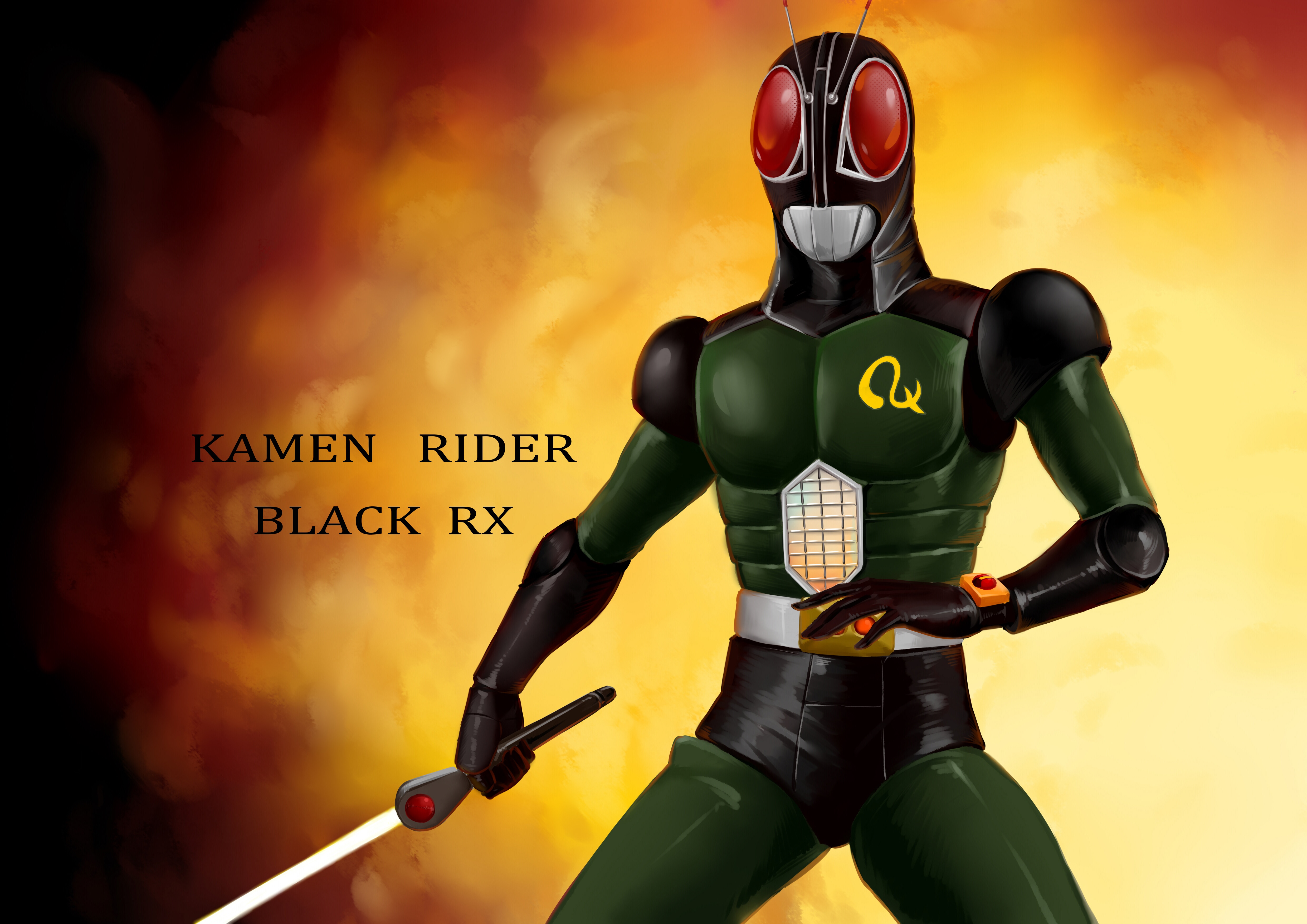 General 4960x3507 tokusatsu kamen rider Kamen Rider BLACK RX Kamen Rider Black RX (Character) solo artwork digital art fan art