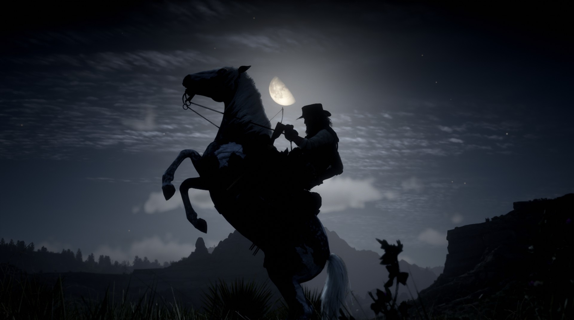 General 1920x1072 Red Dead Redemption Red Dead Redemption 2 Rockstar Games horse John Marston Arthur Morgan Moon video games video game characters