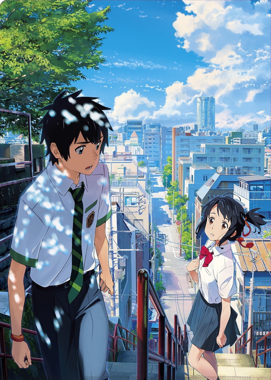Anime 948x1330 Kimi no Na Wa anime school uniform cityscape