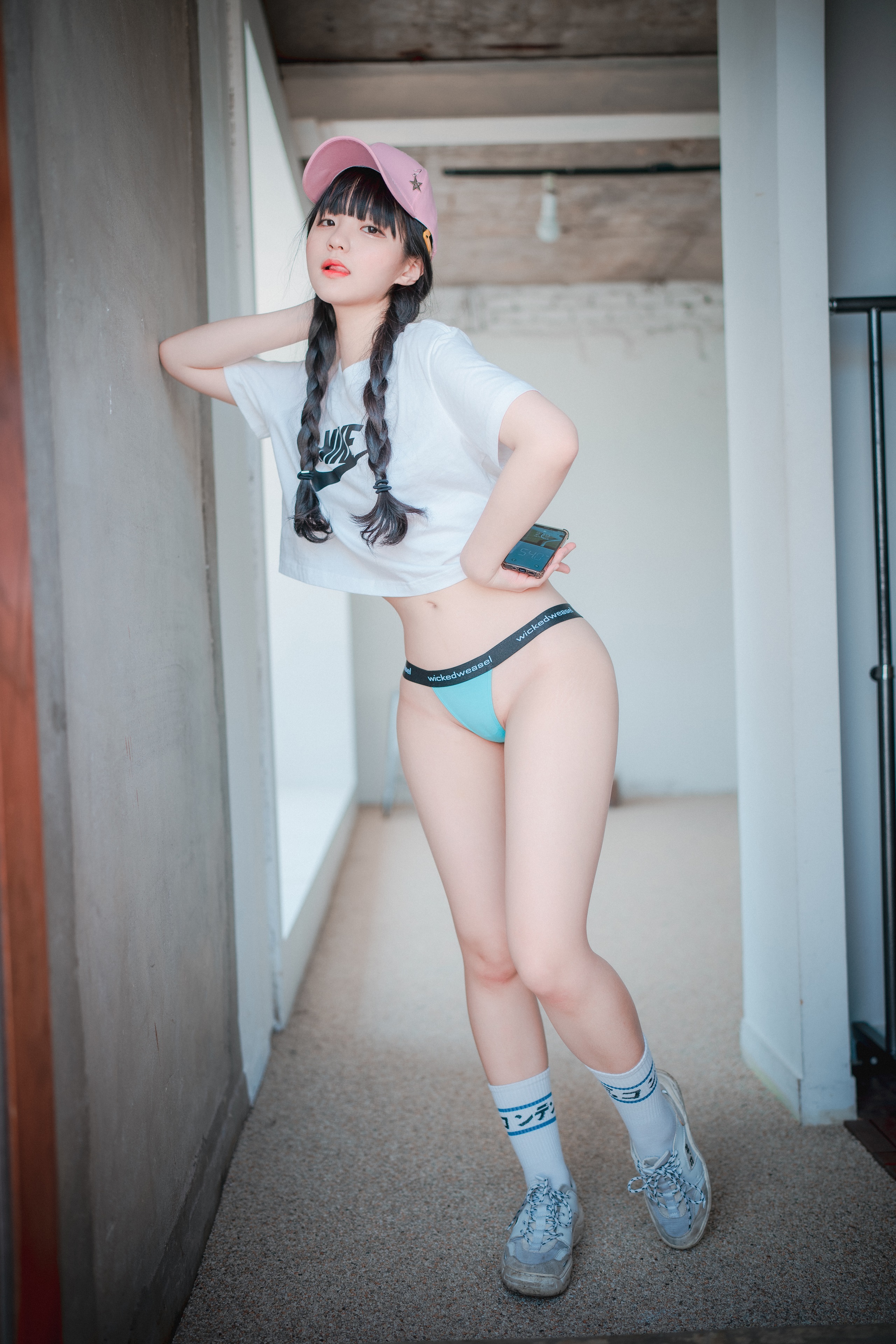 People 2560x3840 Jenny Jeong Asian women twintails panties stockings ass Korean Korean women T-shirt Wicked Weasel