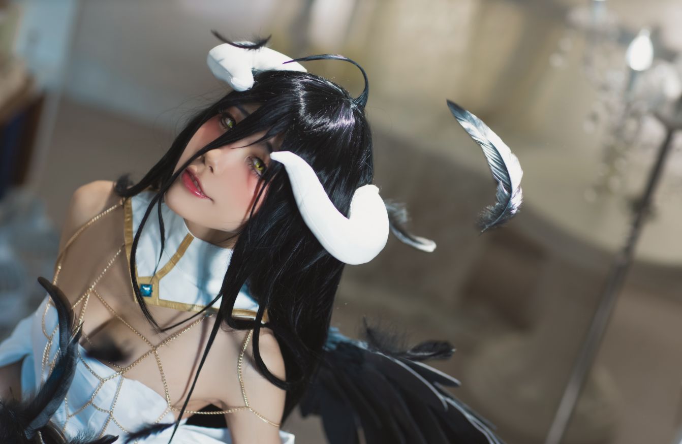 People 1342x874 Shuimiaoaqua cosplay Asian Albedo (OverLord) Overlord (anime) succubus wings horns women