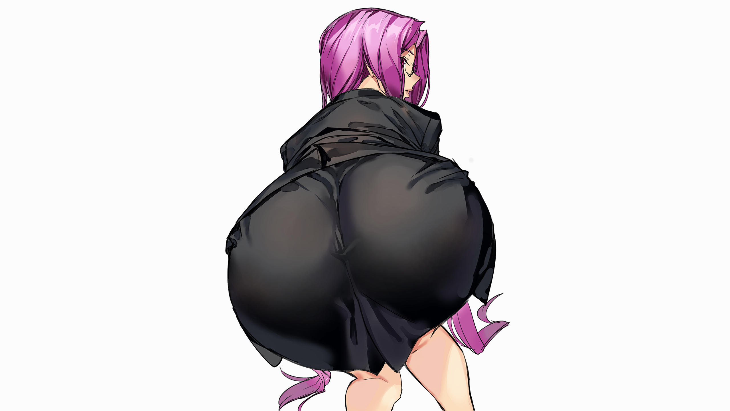 Anime 2560x1440 anime anime girls simple background ecchi Medusa (Fate/Grand Order) Fate series Fate/Grand Order Fate/Stay Night ass thick ass office girl meganekko glasses Ashiomi Masato bent over purple hair Rider (Fate/Stay Night)
