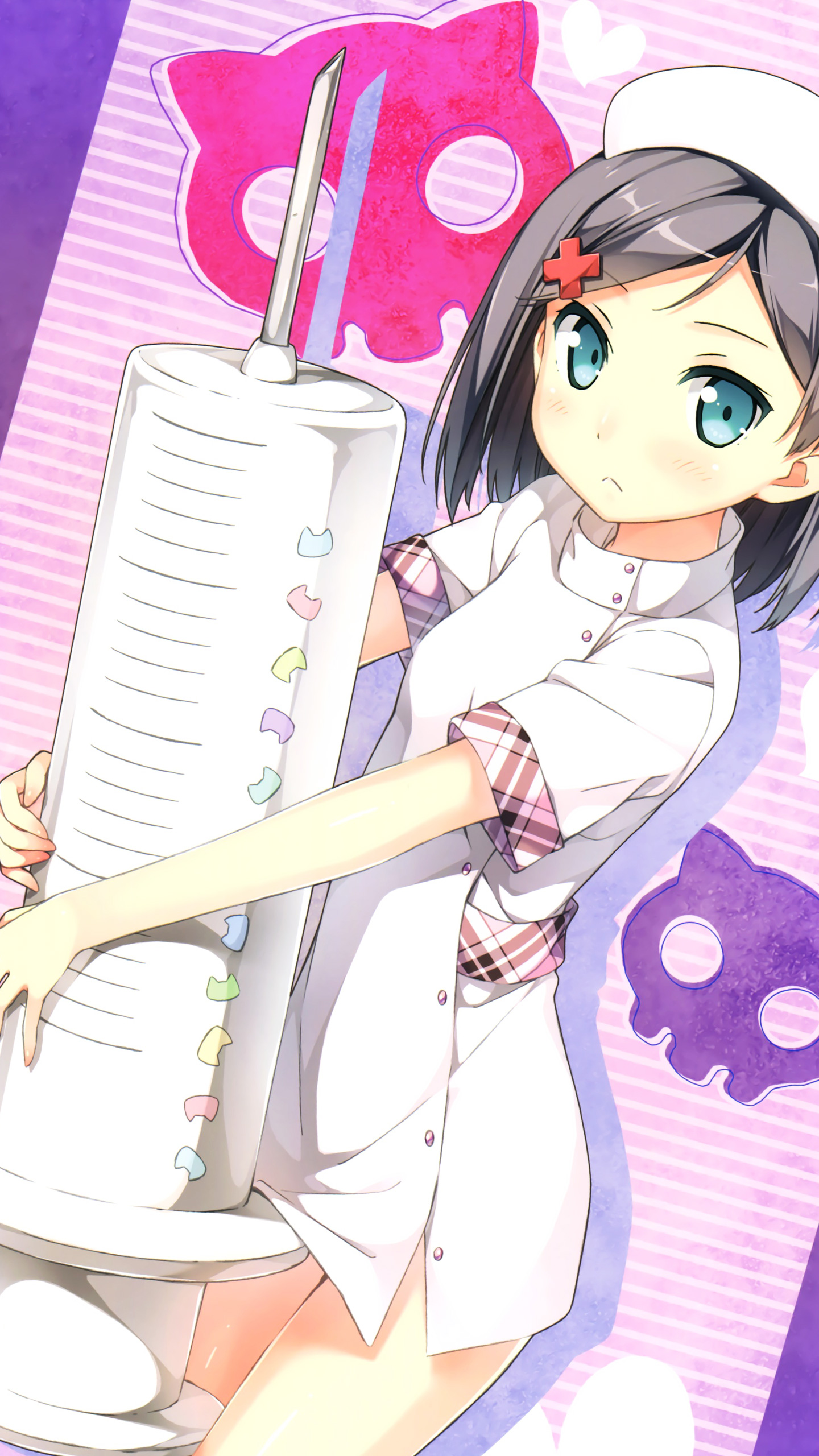Anime 1440x2560 Hentai Ouji to Warawanai Neko Kantoku Tsutsukakushi Tsukiko anime girls nurse outfit