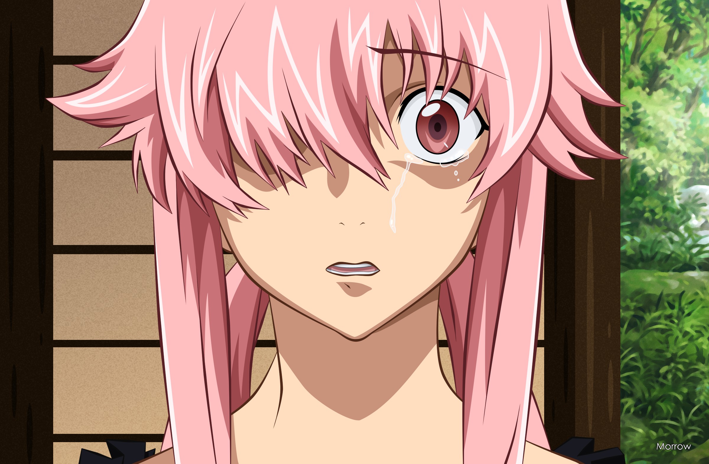 Anime 2400x1570 Mirai Nikki Gasai Yuno yandere crying anime girls