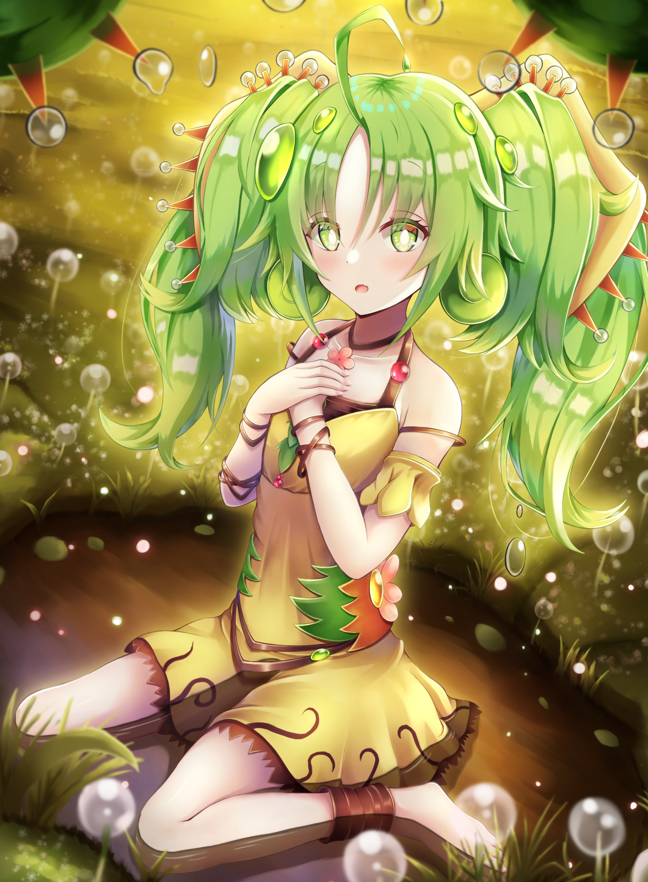 Anime 1270x1729 anime anime girls Yu-Gi-Oh! Traptrix Sera Trading Card Games twintails green hair artwork digital art fan art