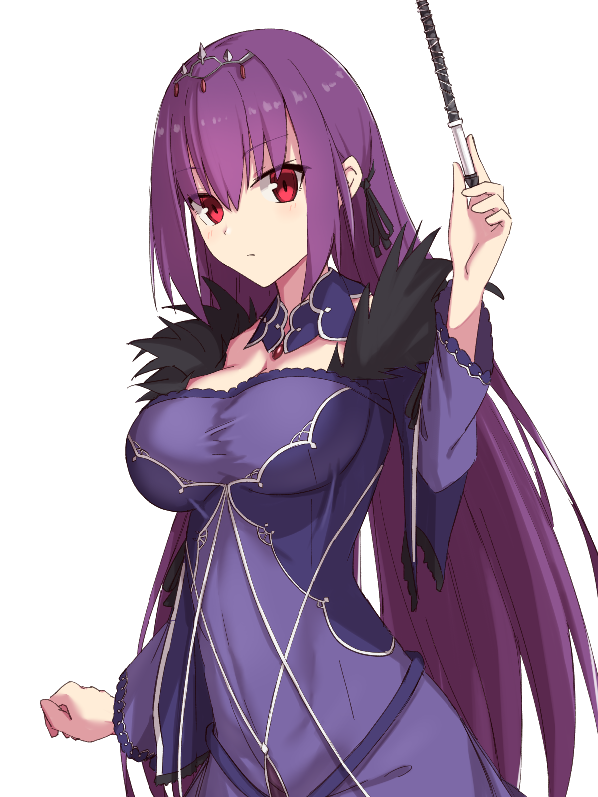Anime 1200x1600 anime anime girls Fate series Fate/Grand Order Scathach Skadi boobs long hair purple hair artwork fan art digital art