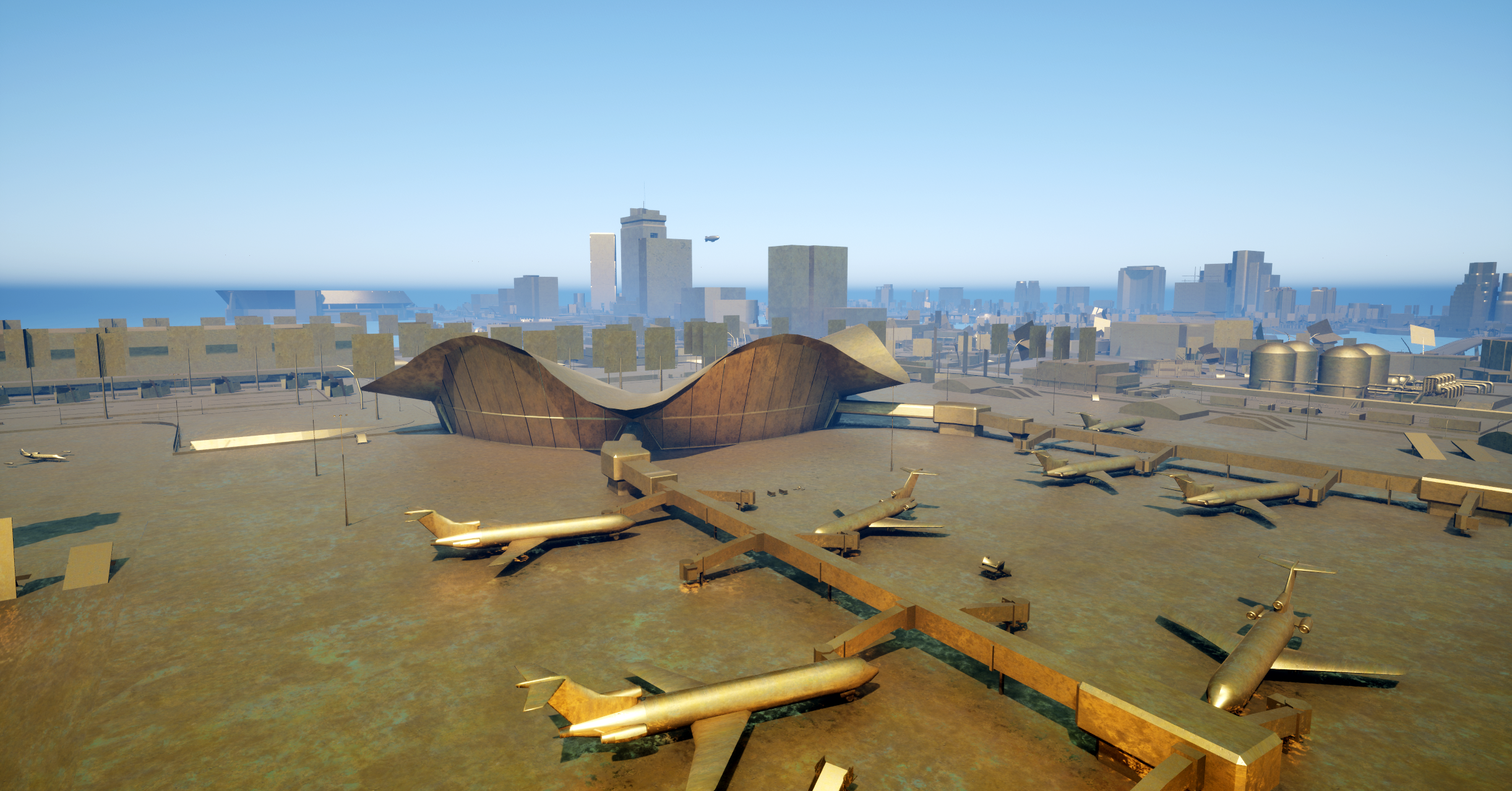 General 2444x1280 Golden City Grand Theft Auto: Vice City video games modding Unreal Engine 5 airport