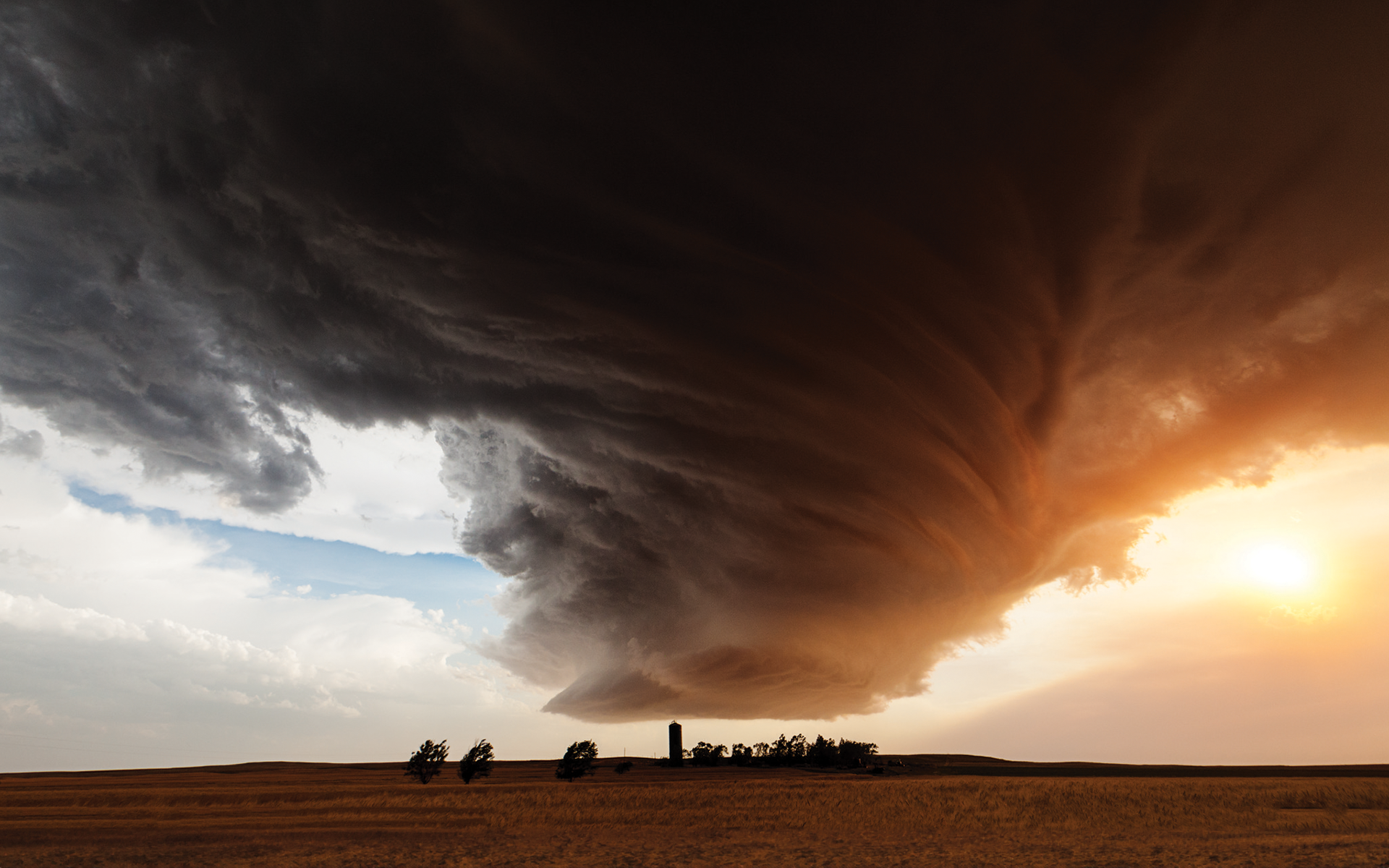 General 1920x1200 storm supercell (nature) rural outdoors landscape tornado sunset clouds