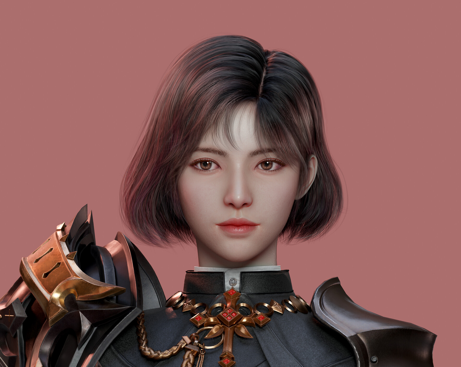 General 1920x1527 Jo Jehyun CGI women short hair priest simple background