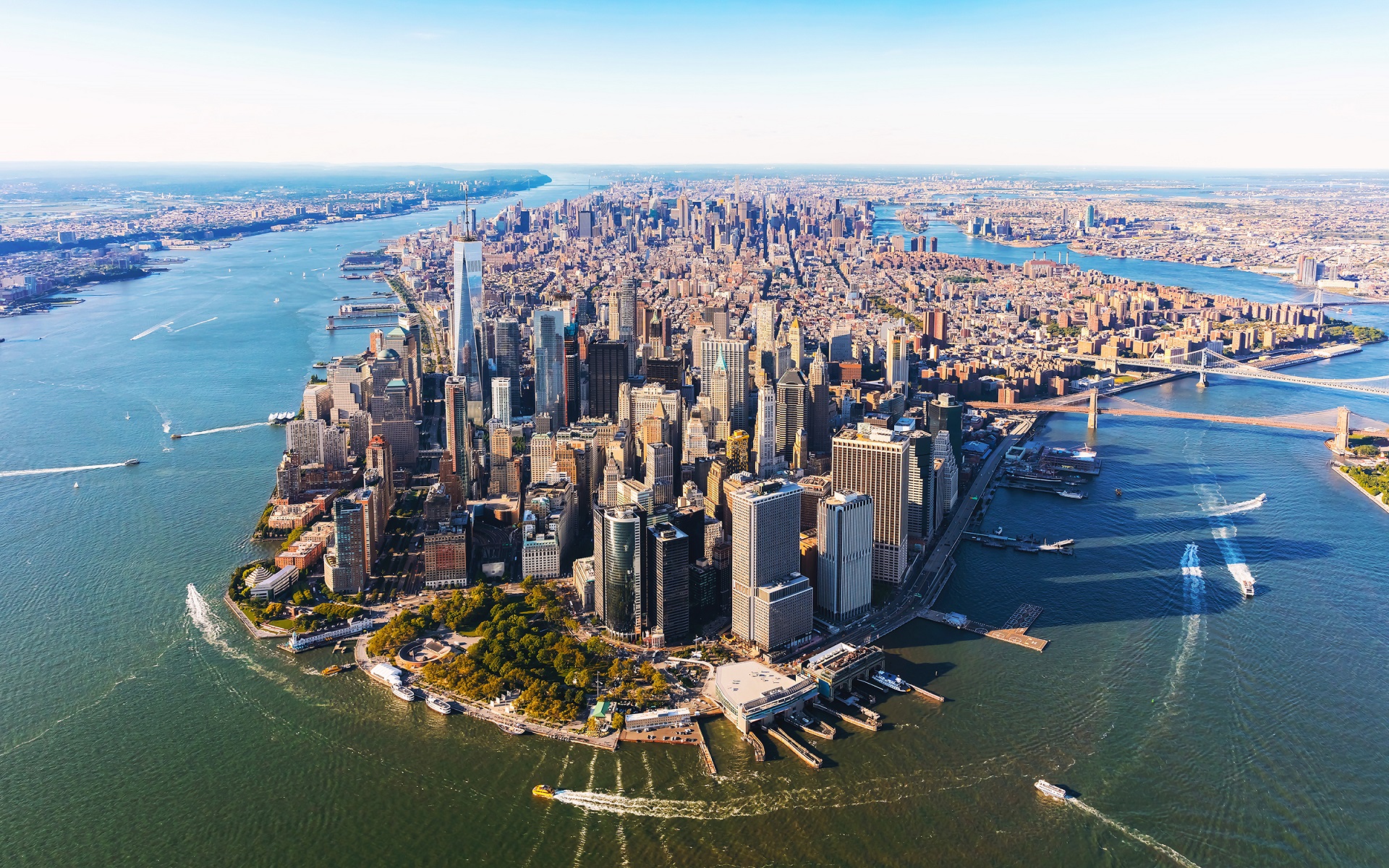 General 1920x1200 Manhattan cityscape skyscraper New York City city water Hudson River One World Trade Center
