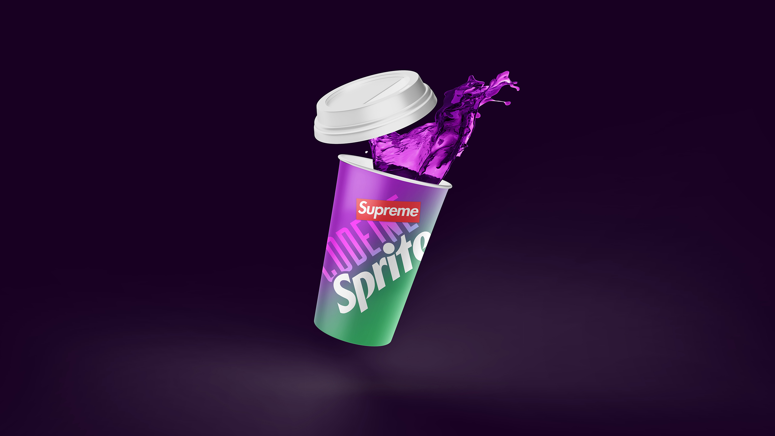 General 2560x1440 dirty Sprite (drink) purple background drink cup supreme soda codeine simple background digital art
