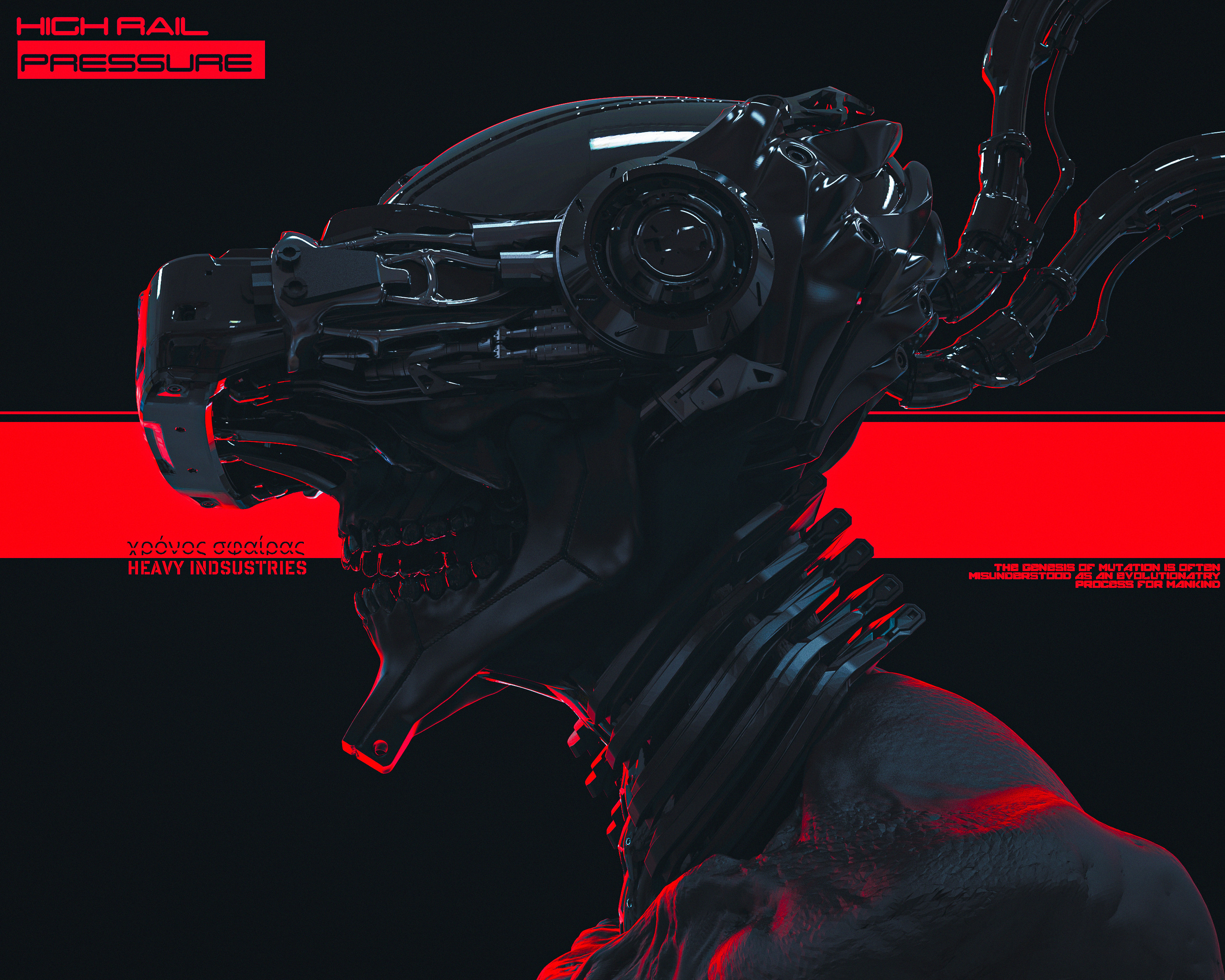 General 3000x2399 artwork digital art skull futuristic cyberpunk