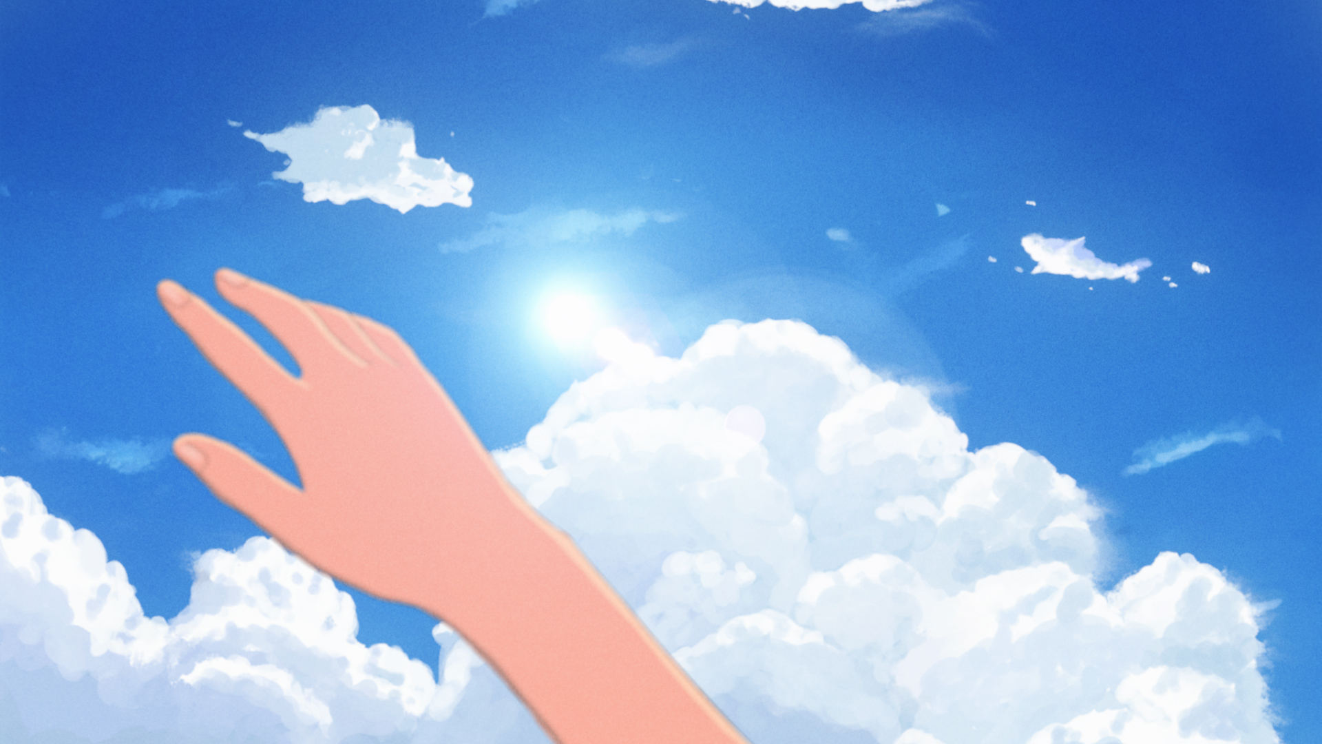 Anime 1920x1080 sky digital art nature clouds anime hands