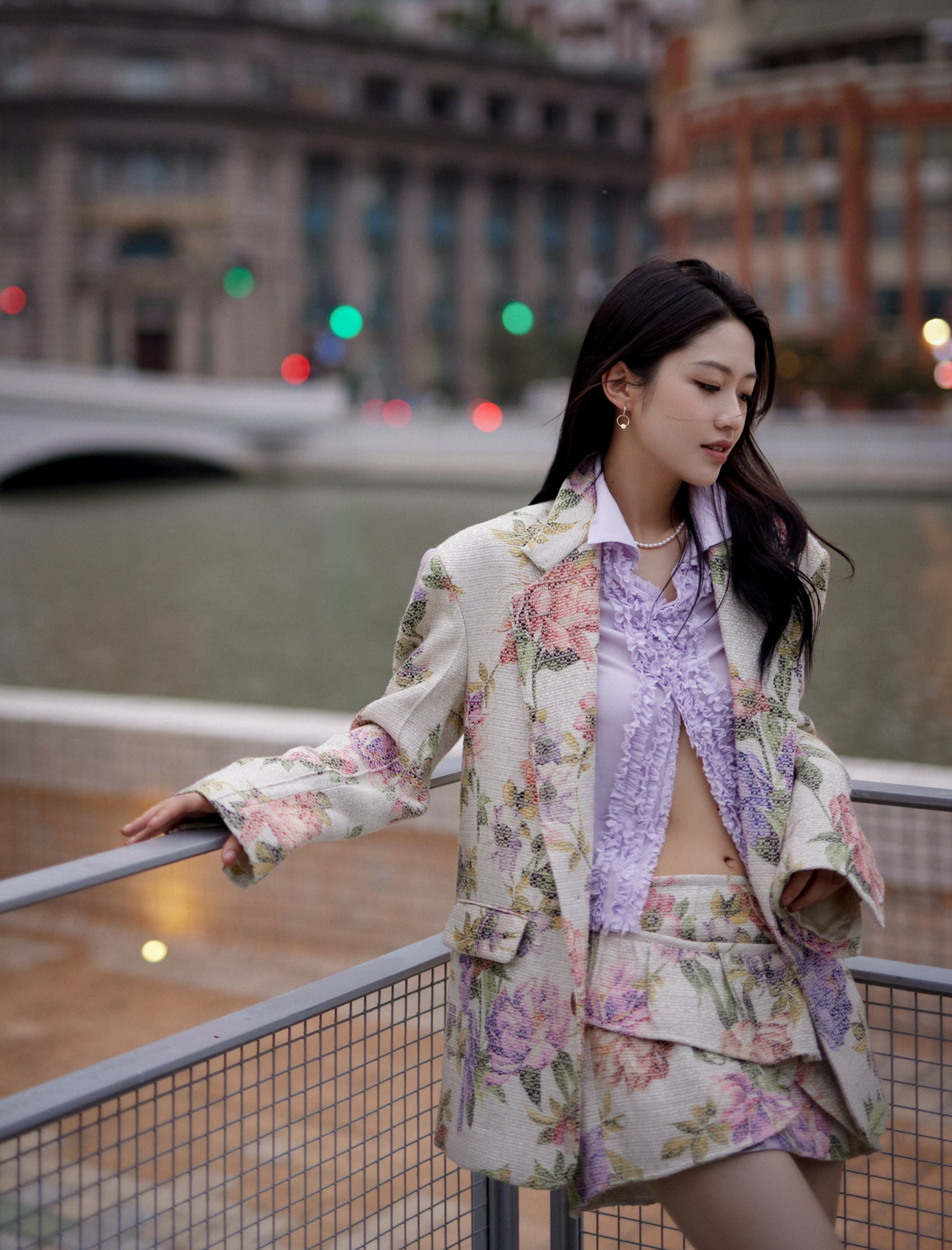 People 1462x1920 women Xiang Hanzhi skirt jacket Asian open shirt bare midriff