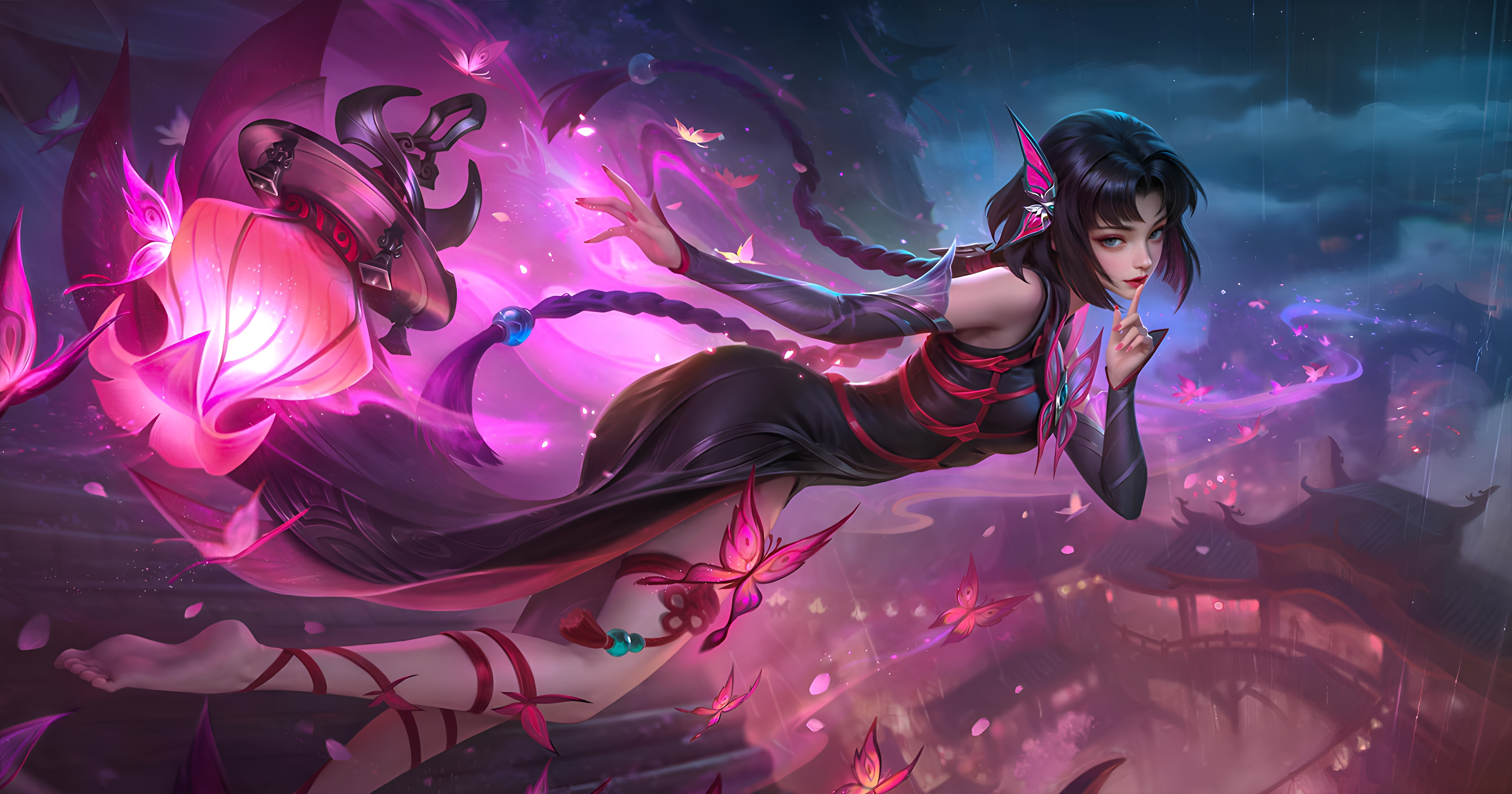 General 5360x2816 Mobile Legends mlbb chinese clothing fantasy girl lantern butterfly Mobile Legends (Zhuxin) video game art Zhuxin Jack Wang digital art