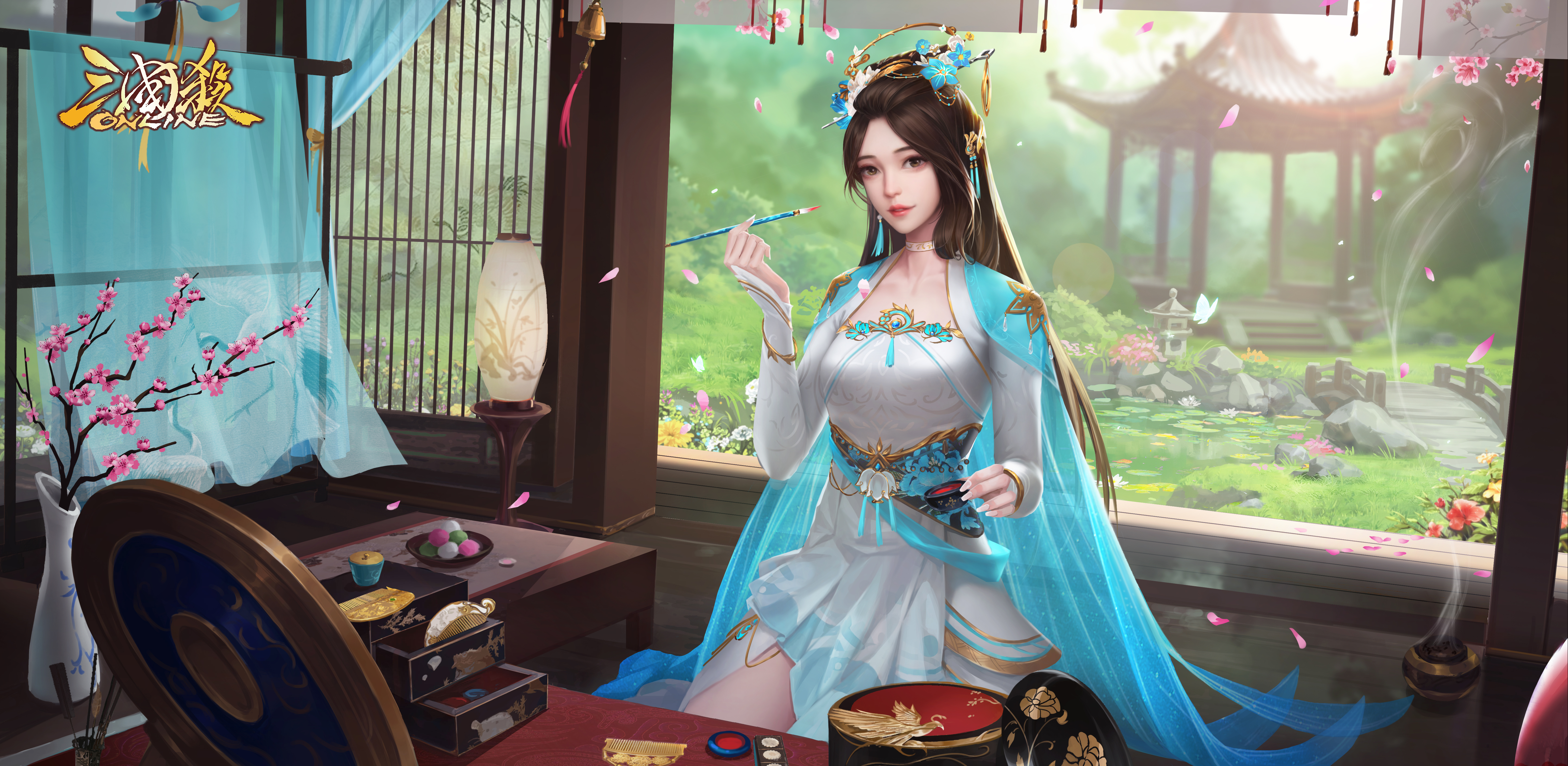 General 5779x2824 Three Kingdoms video game characters video games video game art video game girls petals flowers