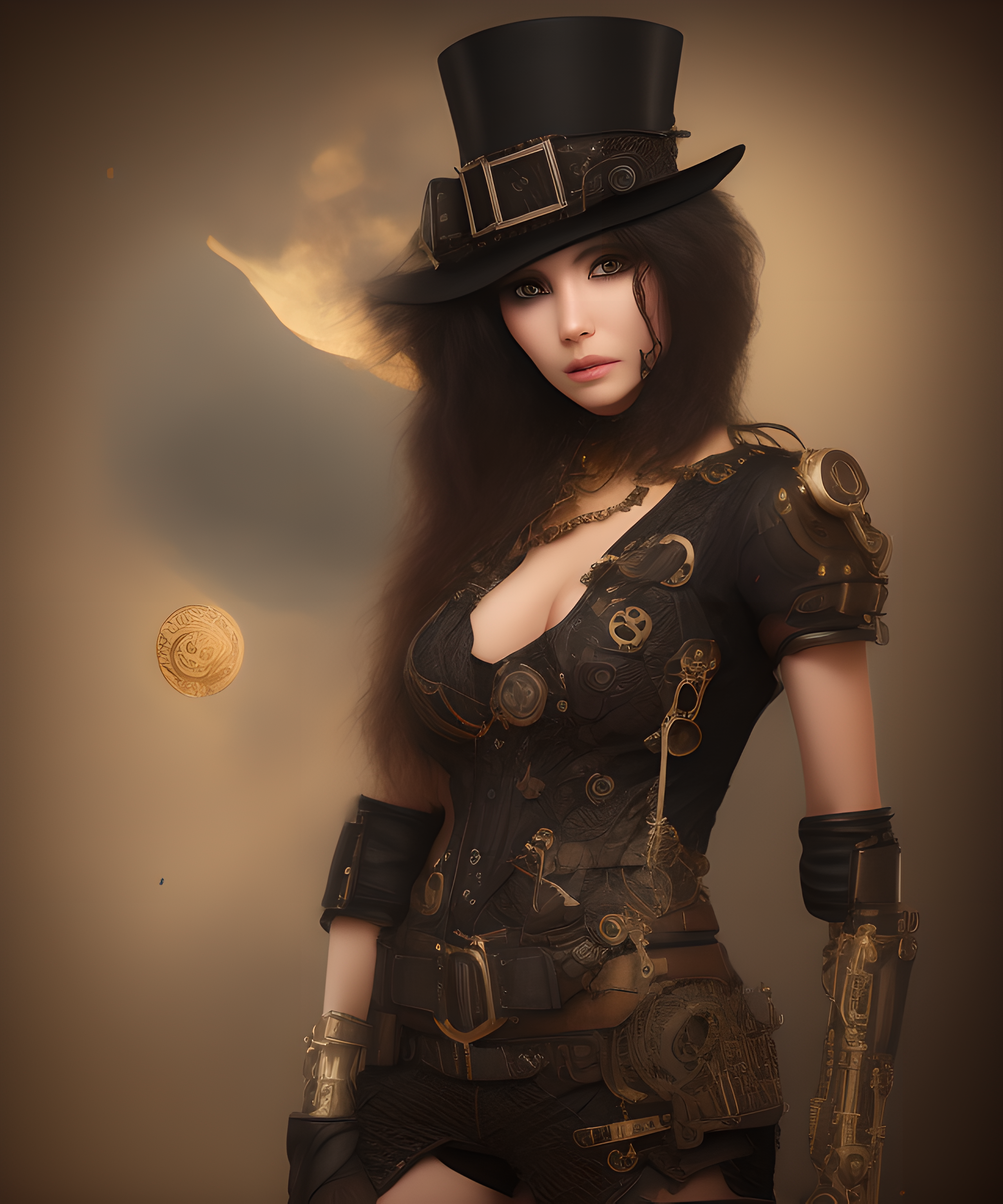 General 2560x3072 women digital art AI art Stable Diffusion portrait display hat steampunk