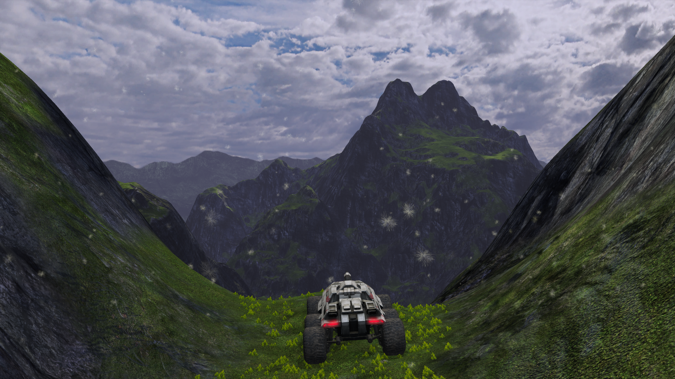 General 2560x1440 Mass Effect: Legendary Edition Mass Effect video games video game art screen shot sky clouds vehicle taillights snow CGI overcast mountains M35 Mako