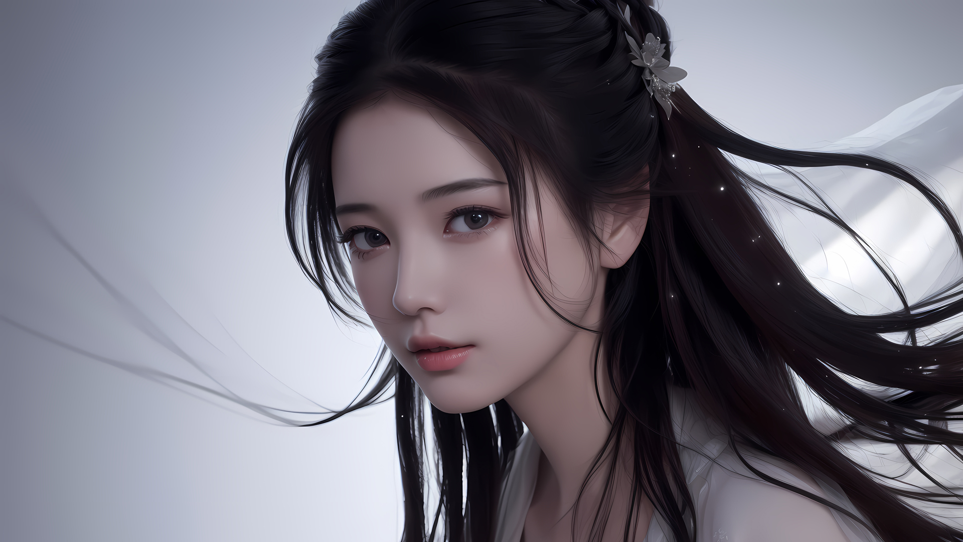 General 1920x1080 women Asian long hair Uchi AI Art AI art