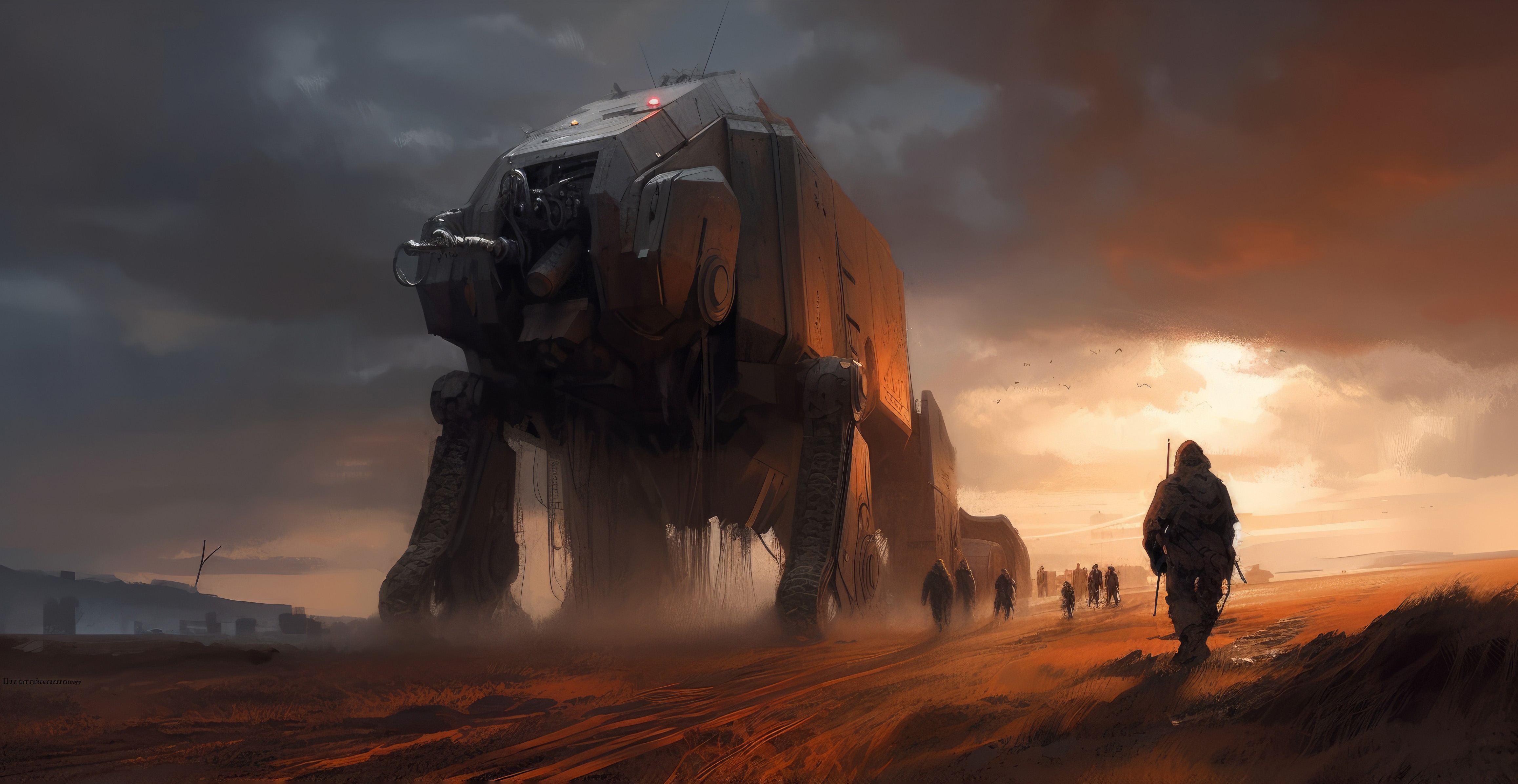 General 4630x2391 AI art illustration science fiction landscape desert vehicle