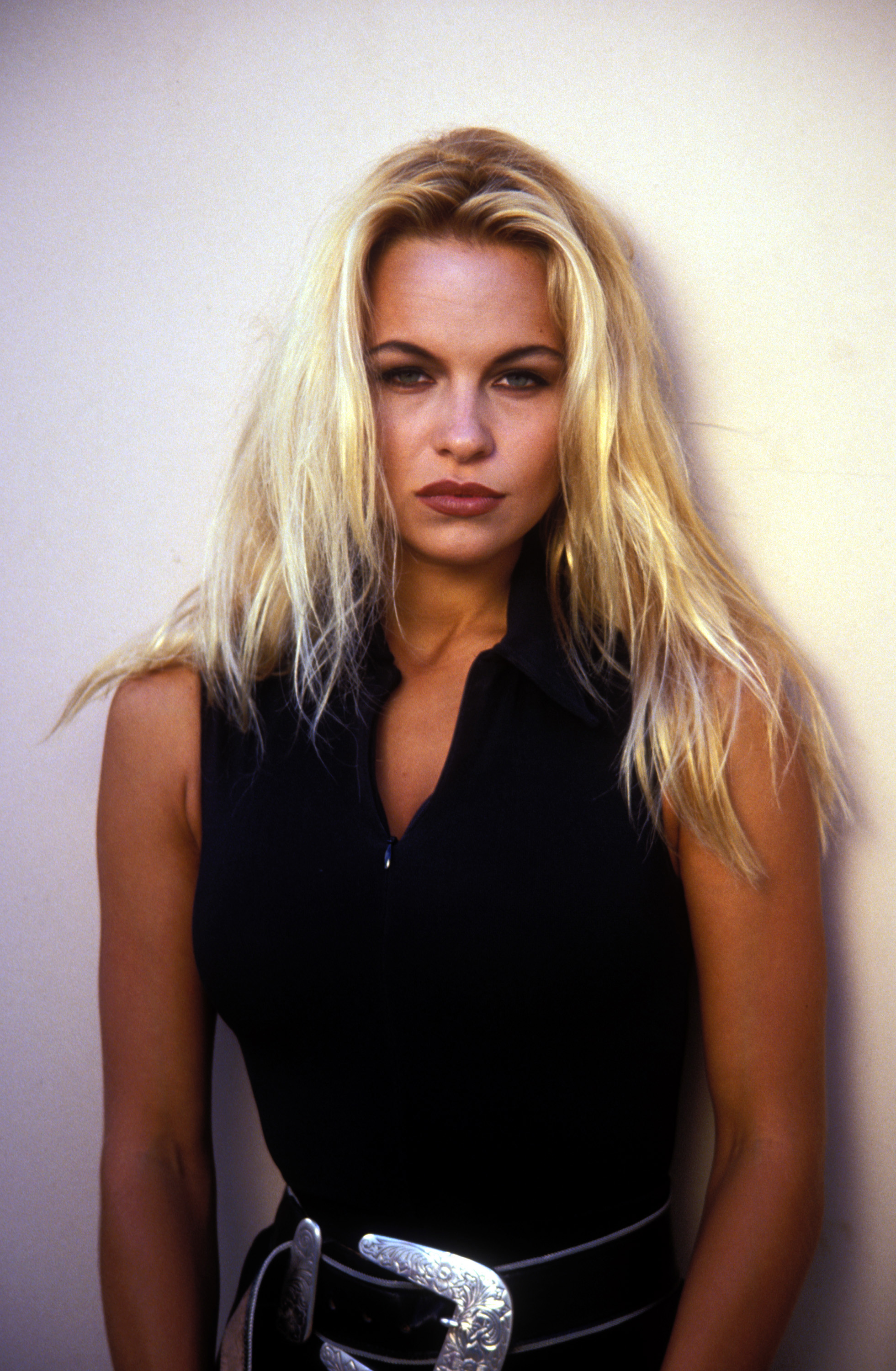 People 1961x3000 Pamela Anderson actress model blonde black clothing tight clothing jumpsuit zipper women