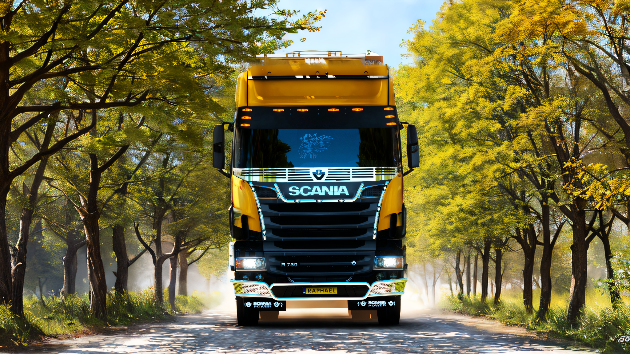 General 2048x1152 VTC FBTC frontal view vehicle trees road headlights video games truck Swedish trucks