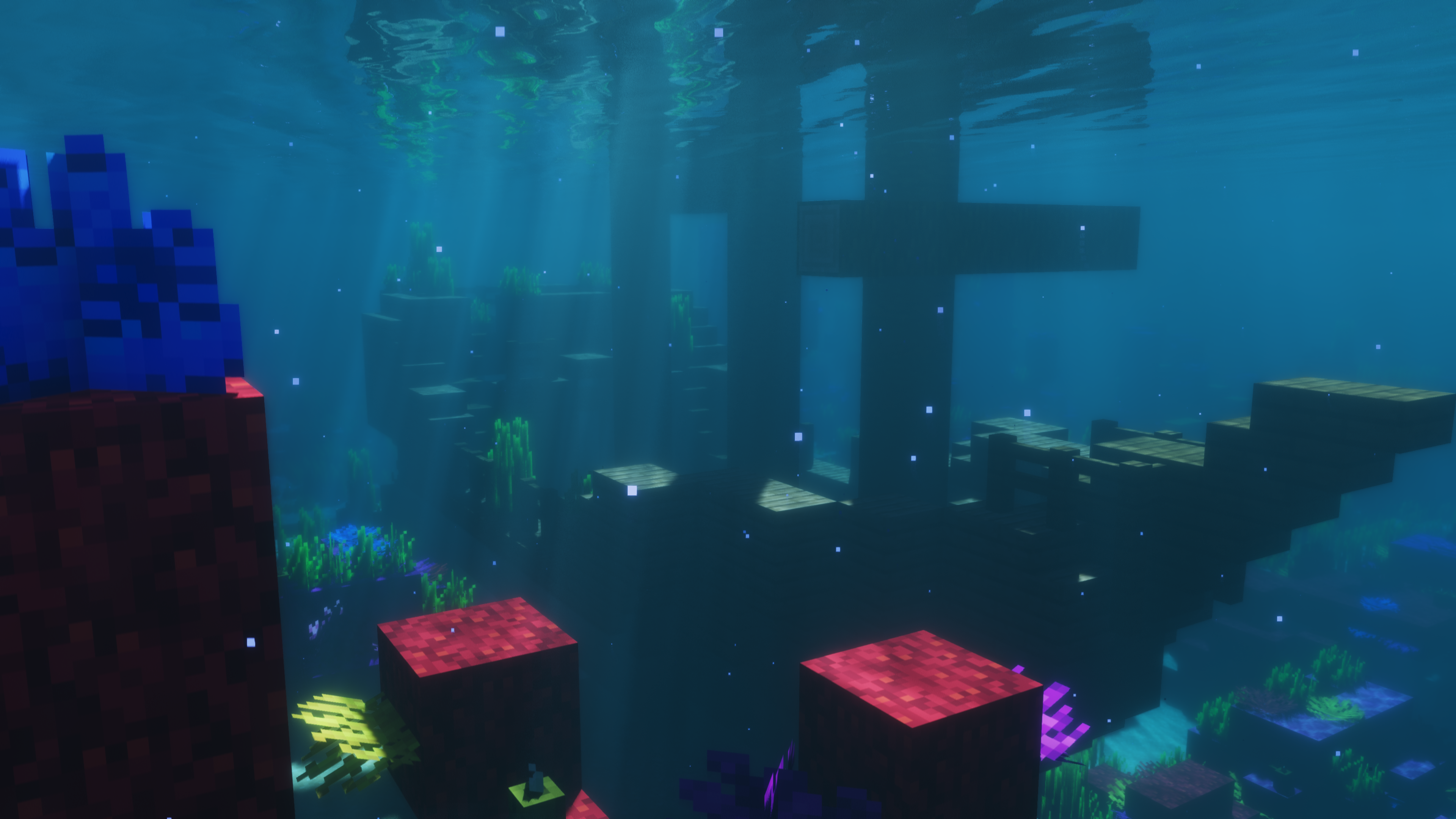 General 3840x2160 Minecraft PC gaming video games cube underwater water CGI sunlight