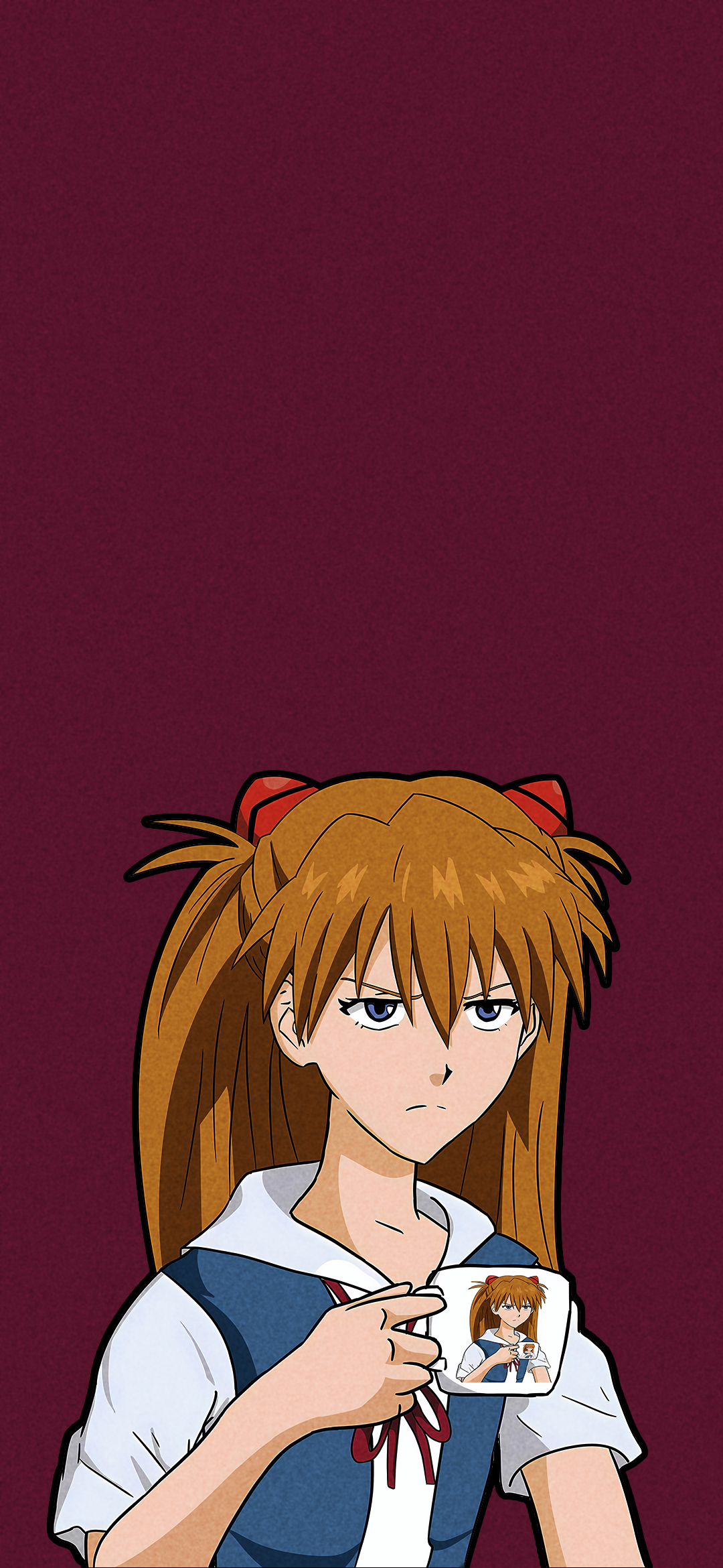 Anime 1080x2340 Neon Genesis Evangelion Asuka Langley Soryu simple background minimalism fictional character anime girls cup red background portrait display