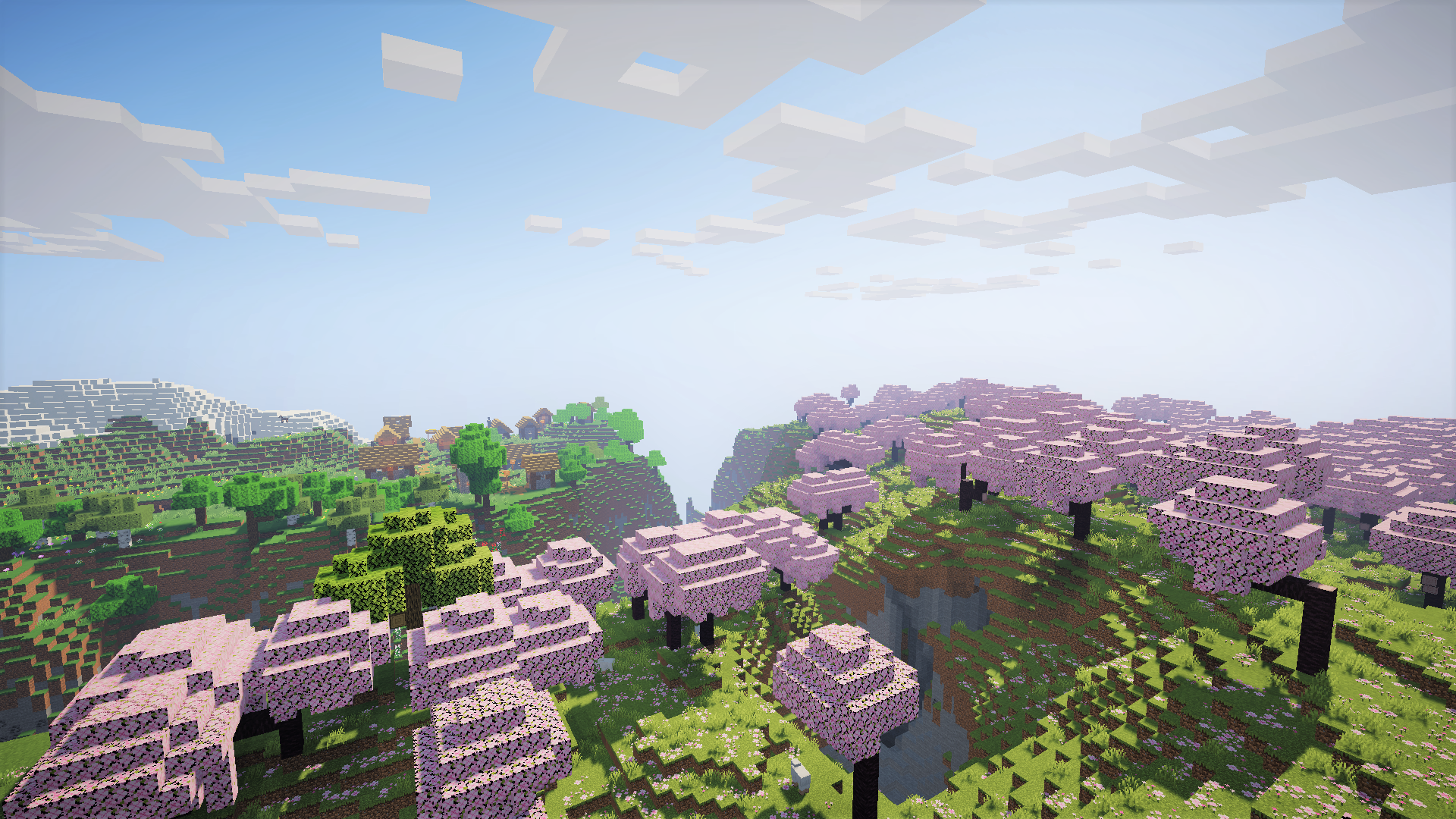 General 1920x1080 Minecraft viewpoint sky clouds trees video games cube CGI