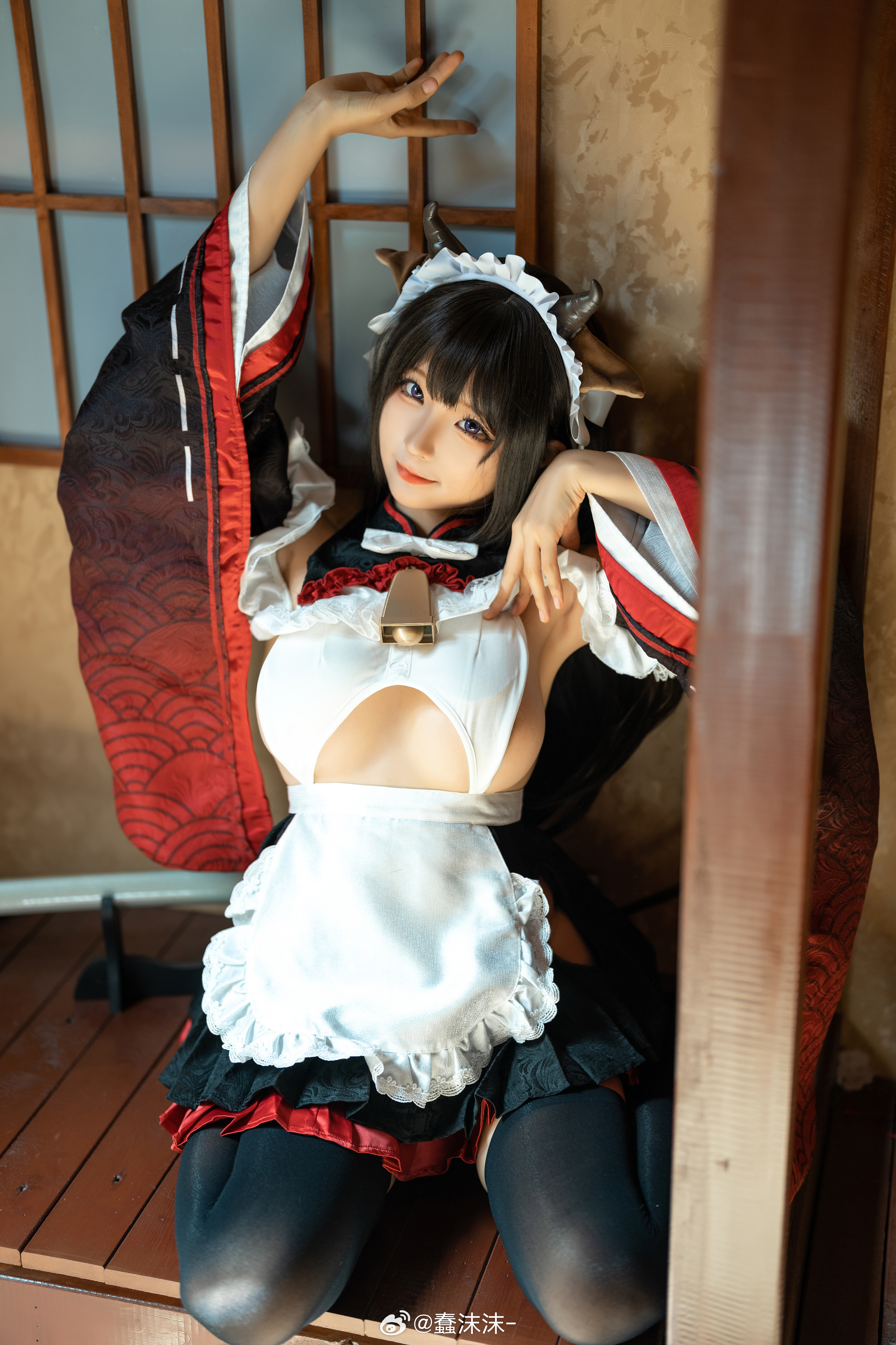 People 3333x5000 Chun Momo women model Asian cosplay Kashino (Azur Lane) Azur Lane underboob maid maid outfit