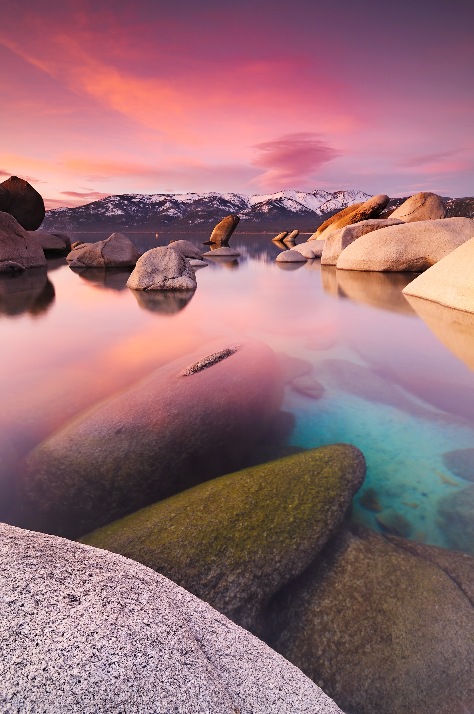 General 1660x2500 photography Joshua Cripps landscape depth of field reflection California USA outdoors nature sky sunlight sunset stones environment rocks coast sunrise snowy mountain skyscape