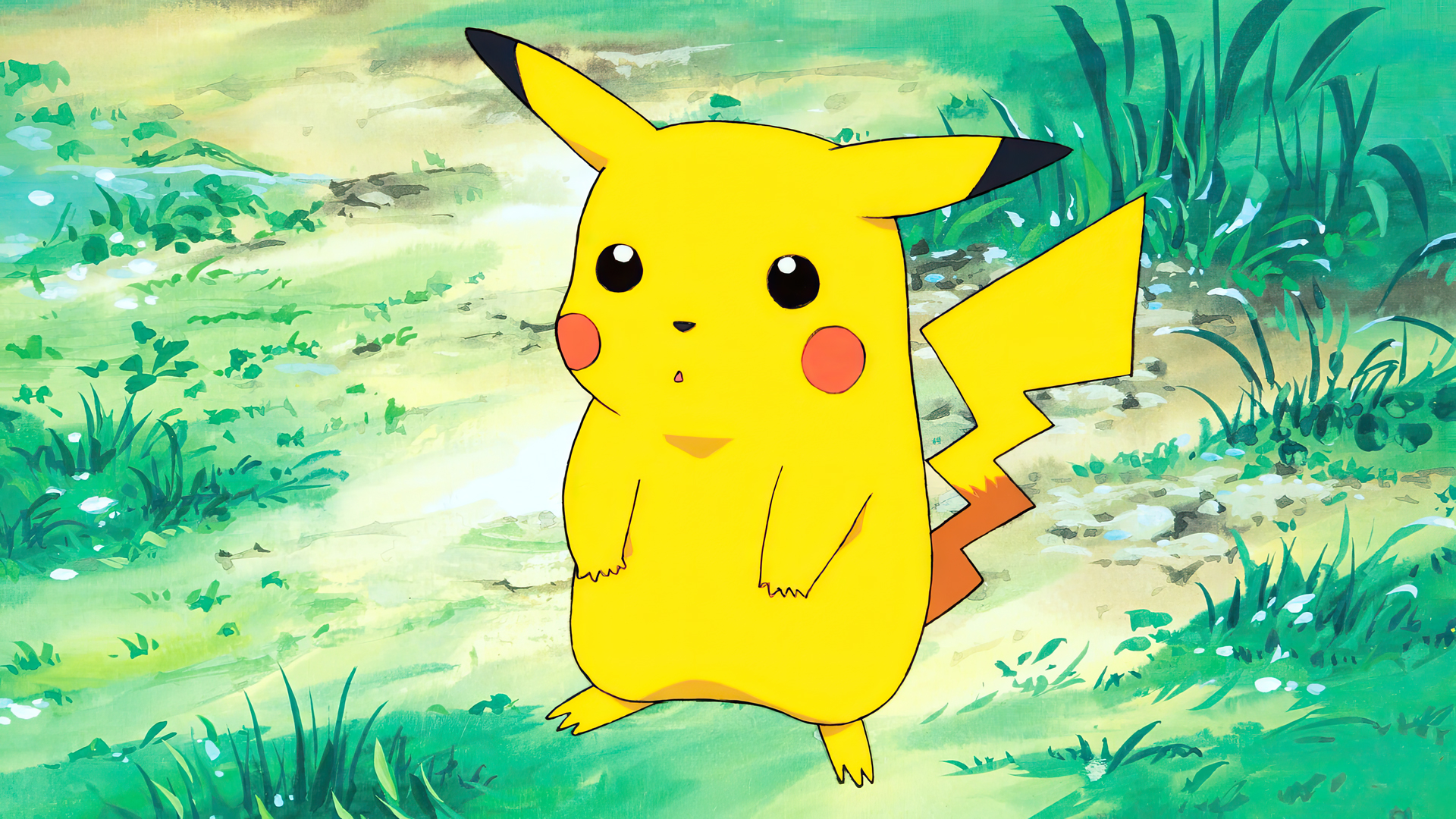 Anime 1920x1080 Pokémon animation cartoon anime animated series production cel Pikachu grass