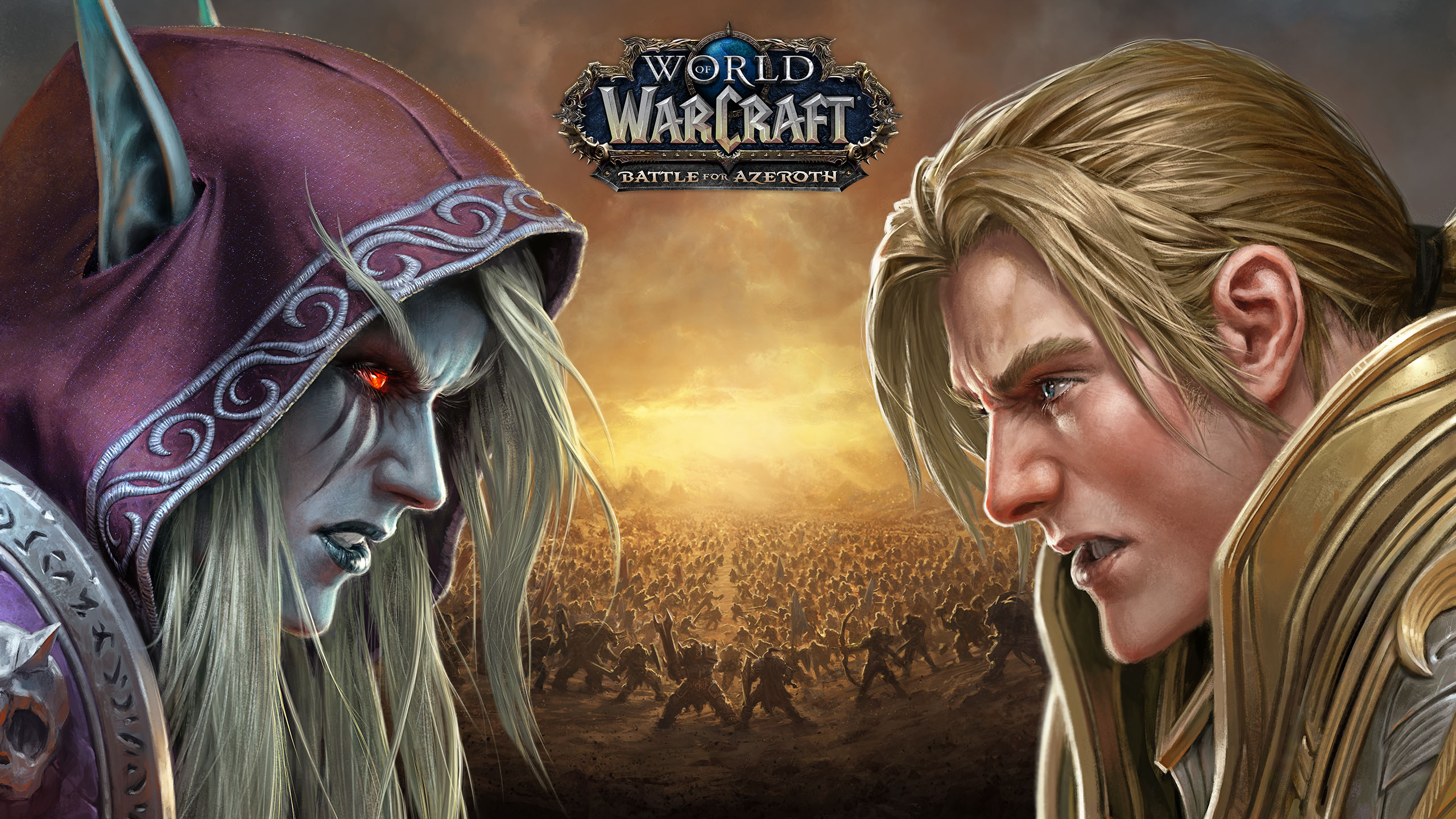 General 2560x1440 World of Warcraft World of Warcraft: Battle for Azeroth horde Alliance Sylvanas Windrunner Anduin Wrynn video games video game art logo