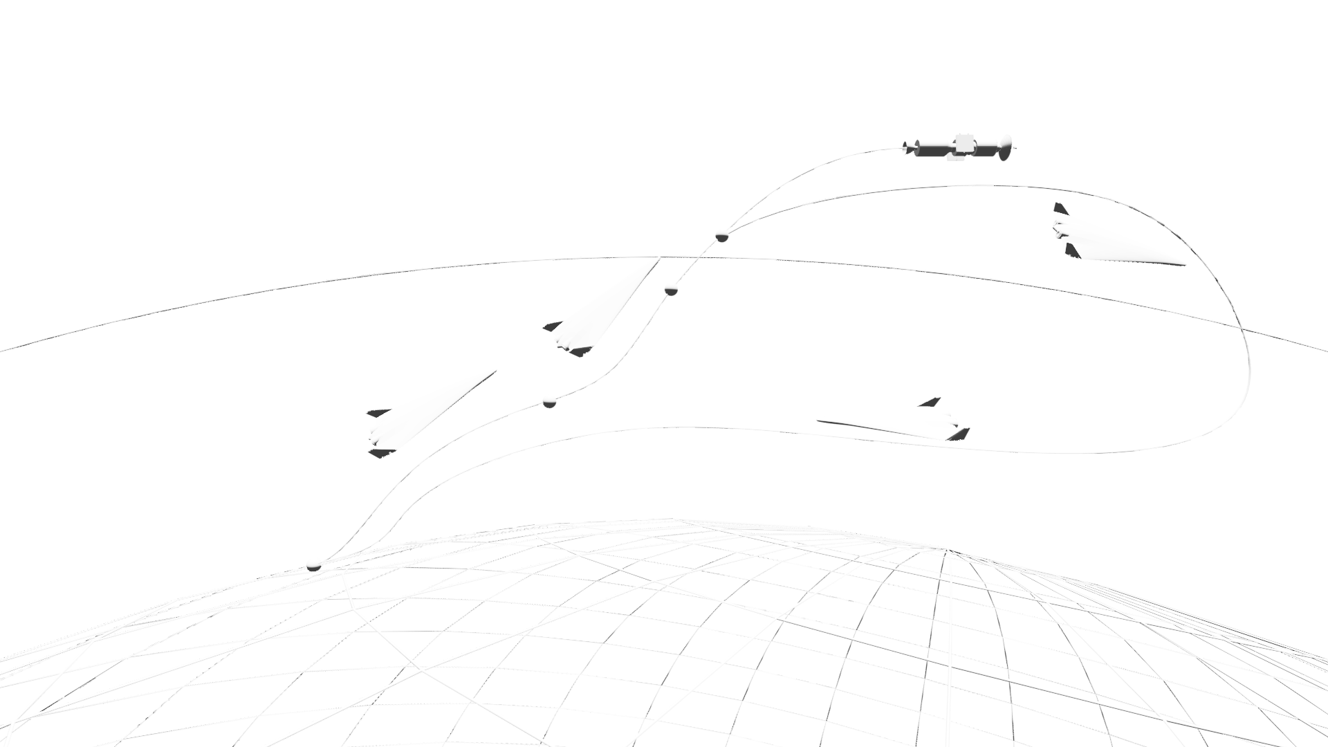 General 1920x1080 POLARIS Raumflugzeuge digital art space orbits planet spaceship monochrome infographics satellite Aurora (POLARIS Raumflugzeuge)