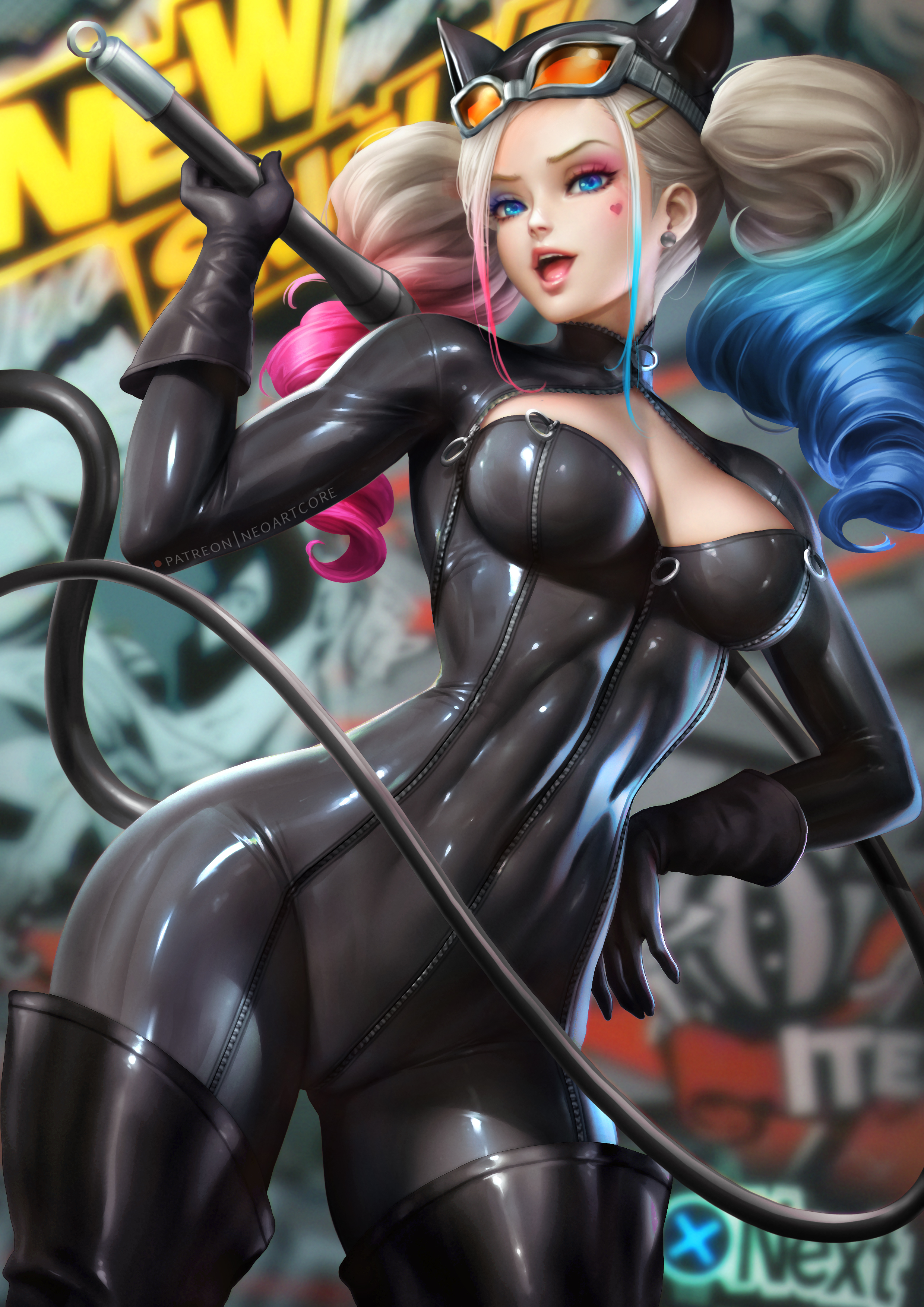 Anime 2480x3508 Catwoman tight clothing big boobs gloves blonde portrait display anime girls