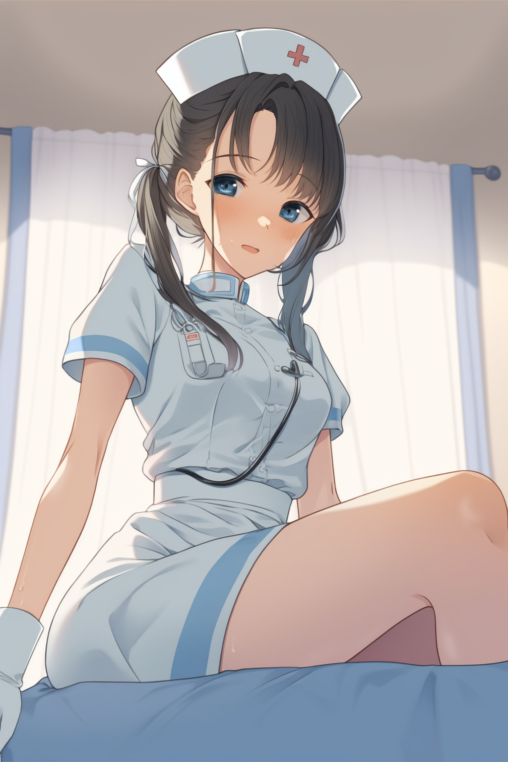 Anime 1024x1536 anime anime girls nurses nurse outfit original characters solo artwork digital art portrait display gloves blushing AI art