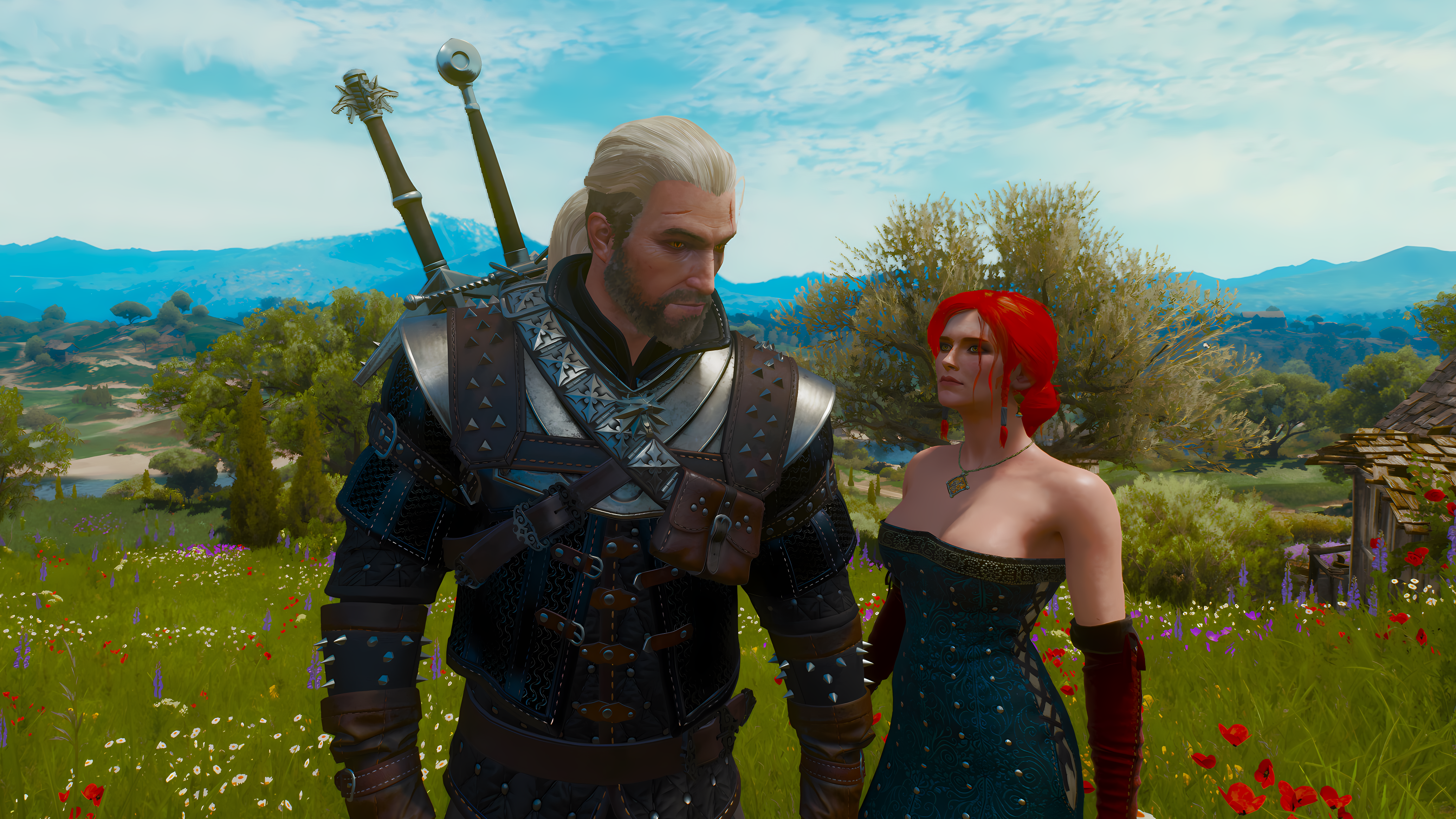 Anime 4143x2331 The Witcher 3: Wild Hunt Triss Merigold video games video game characters CGI flowers